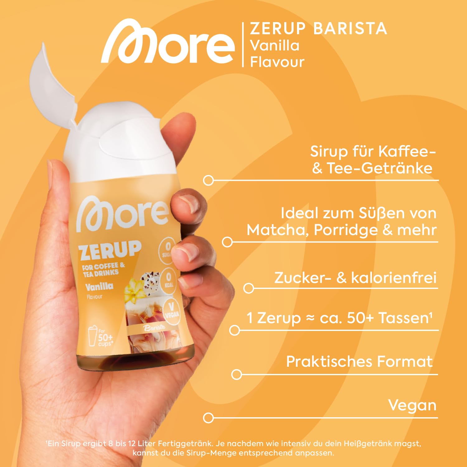 MORE Barista Zerup, Vanilla, 65 ml, für Kaffee, Tee und Heißgetränke, vegan, zero Kalorien - made in Germany