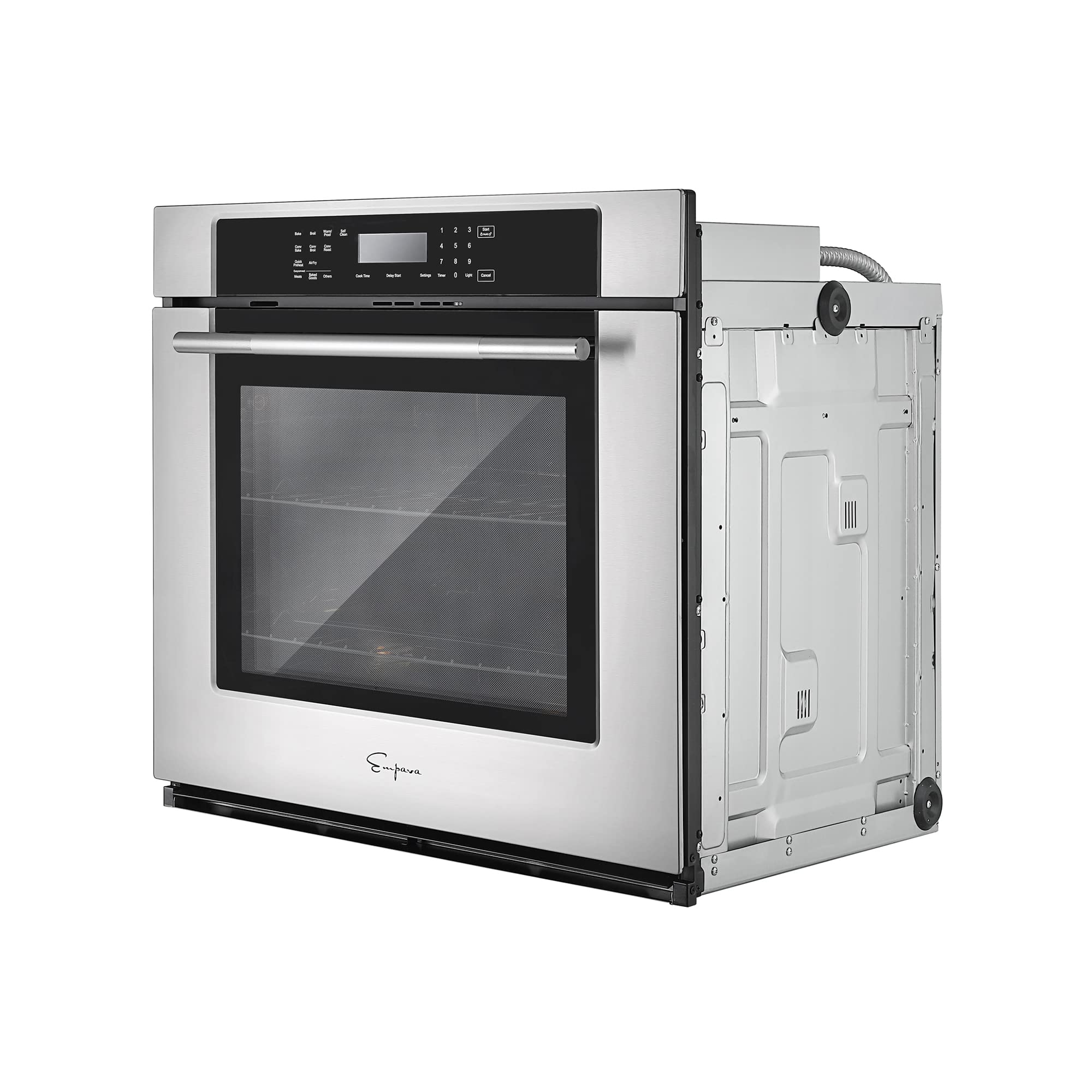 Empava 30" Electric Single Wall Oven Air Fryer Combo Convection Oven Built-in 10 Cooking Functions with LED Digital Display Convection Fan Touch Control in Stainless Steel EMPV-30WO04