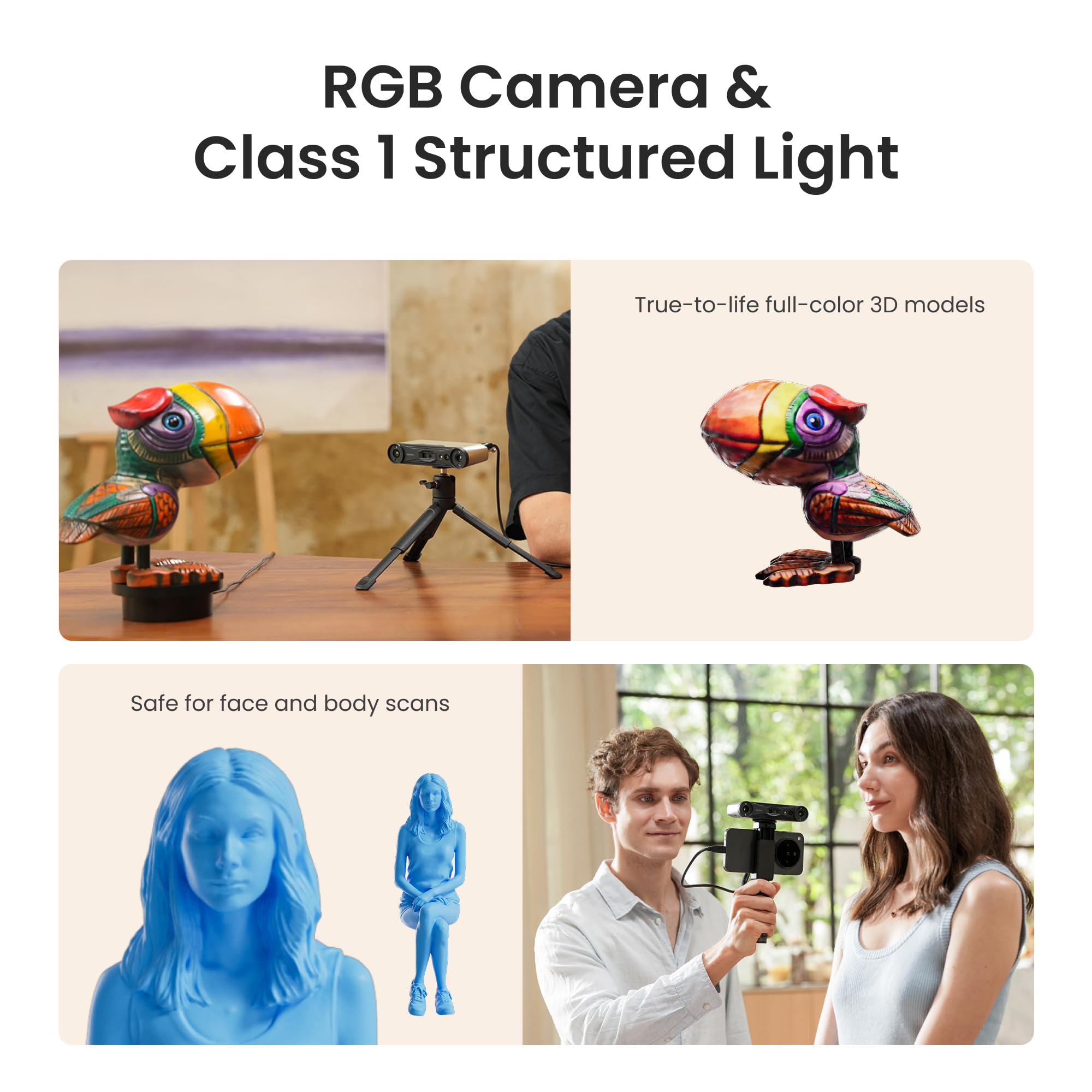 Revopoint INSPIRE 2 3D Scanner for 3D Printing, Up to 0.03mm Precision, Multi-Line Laser&Structured Light, Handheld Wireless&Outdoor Scanning, Full-Color Scans, for iOS/Android/Windows/macOS, Premium