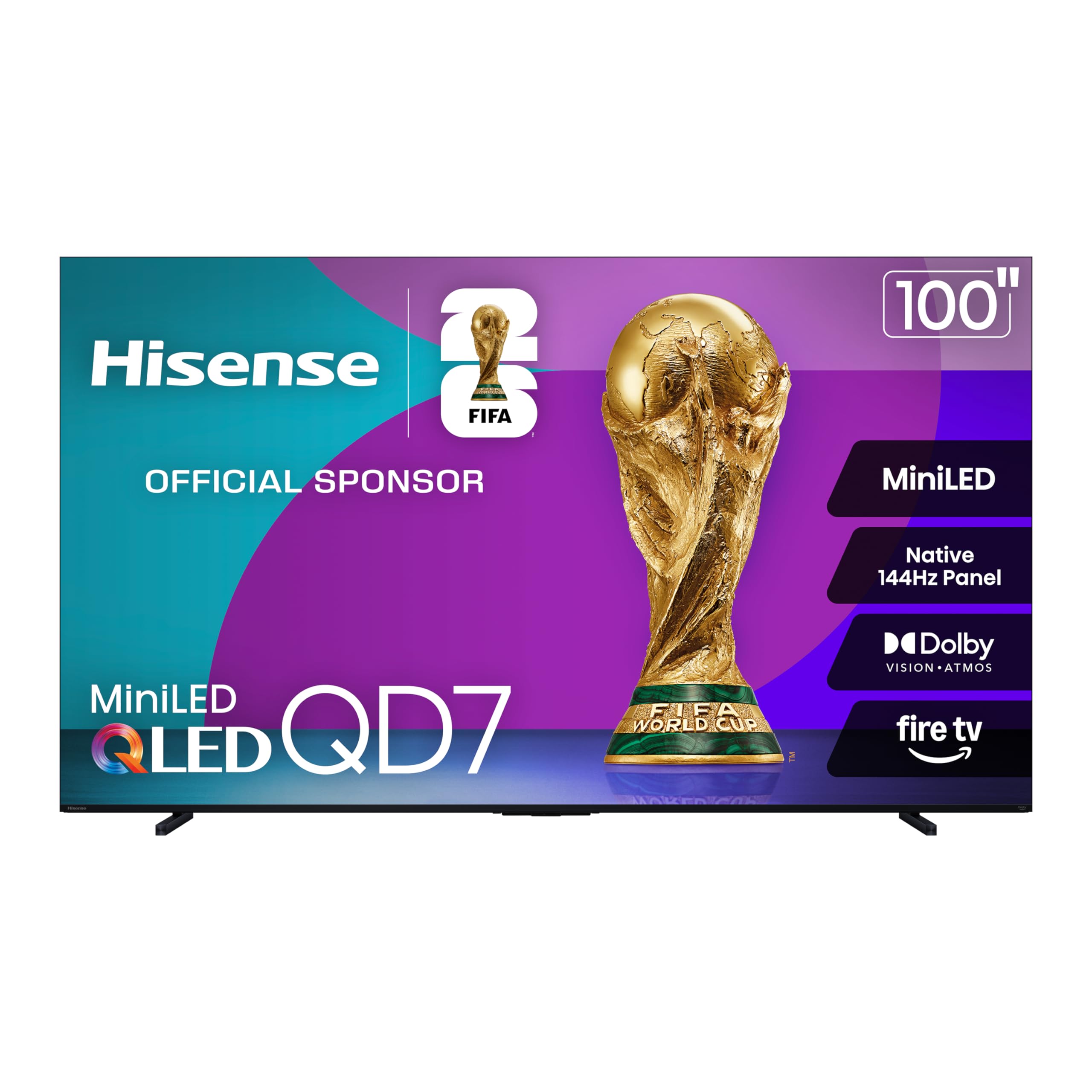 Hisense 75" QD7 Mini-LED 4K Smart Fire TV - QLED, 144Hz, HDR10+, Dolby Vision/Atmos, Game Mode Pro, Alexa Built-in (75QD7QF)