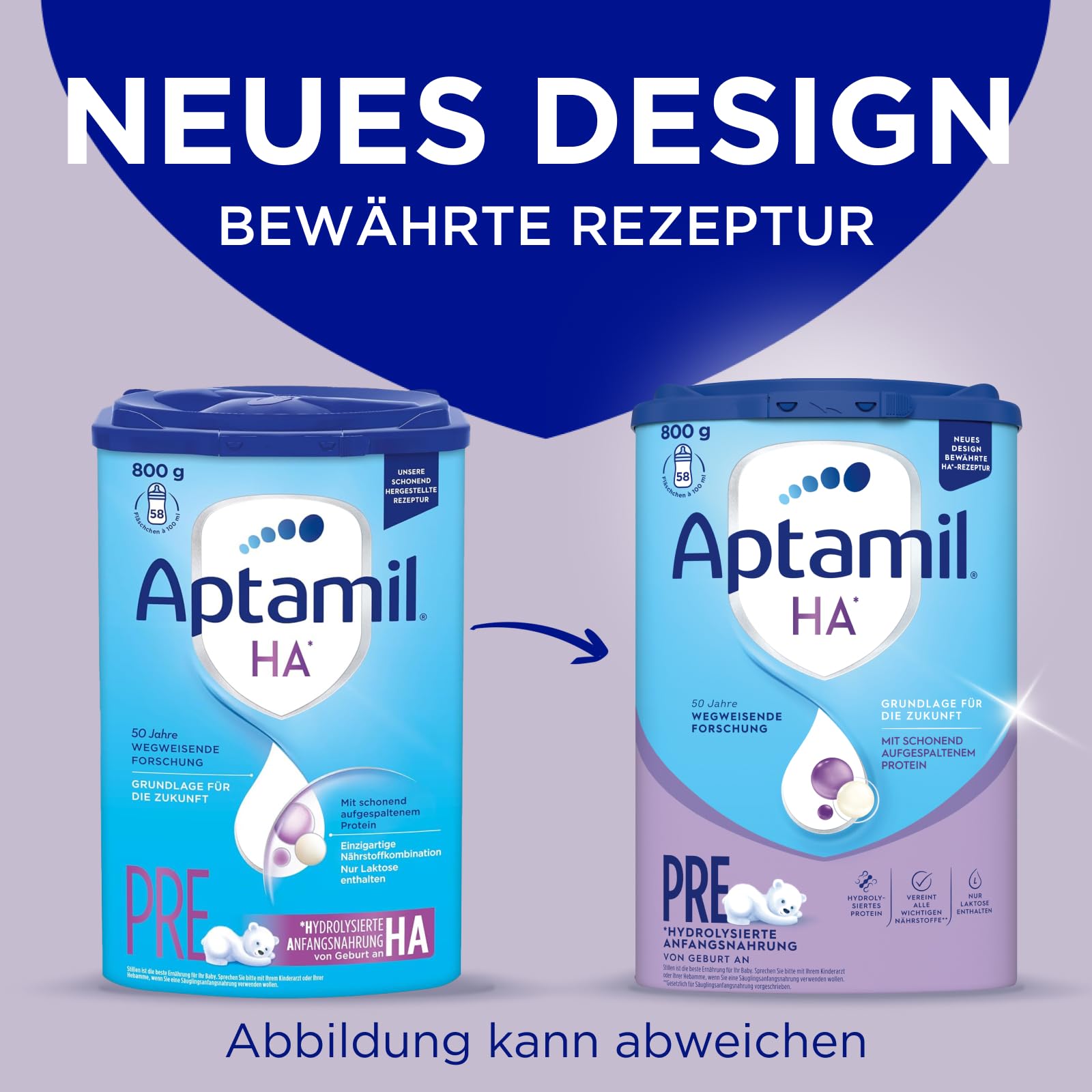 Aptamil HA PRE – Anfangsmilch von Geburt an, Mit DHA, Nur Laktose, Ohne Palmöl, Babynahrung, Milchpulver, 1 x 800 g