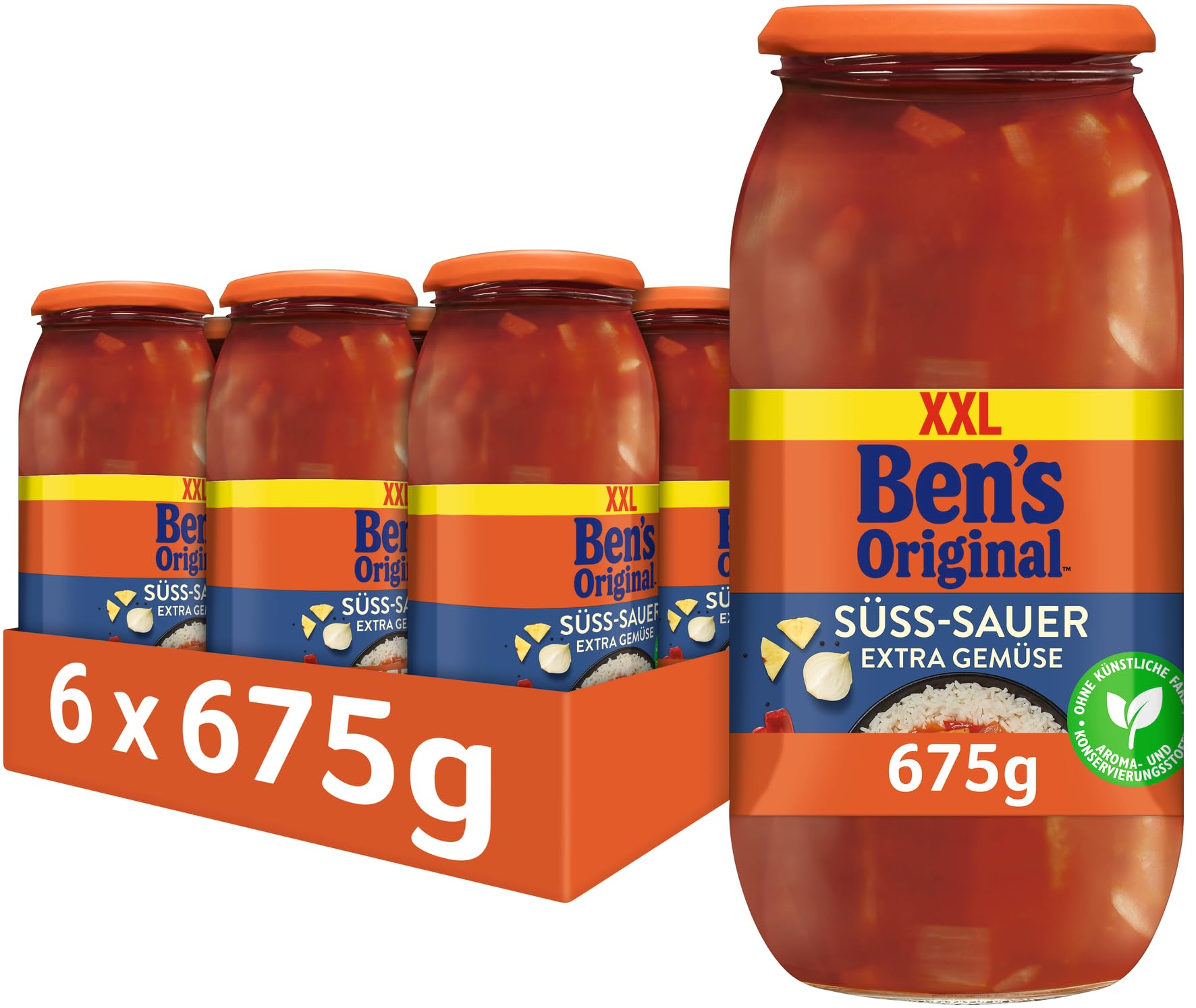 BEN’S ORIGINAL Sauce Süß-Sauer Ohne Zuckerzusatz, 6 Gläser (6 x 395 g)