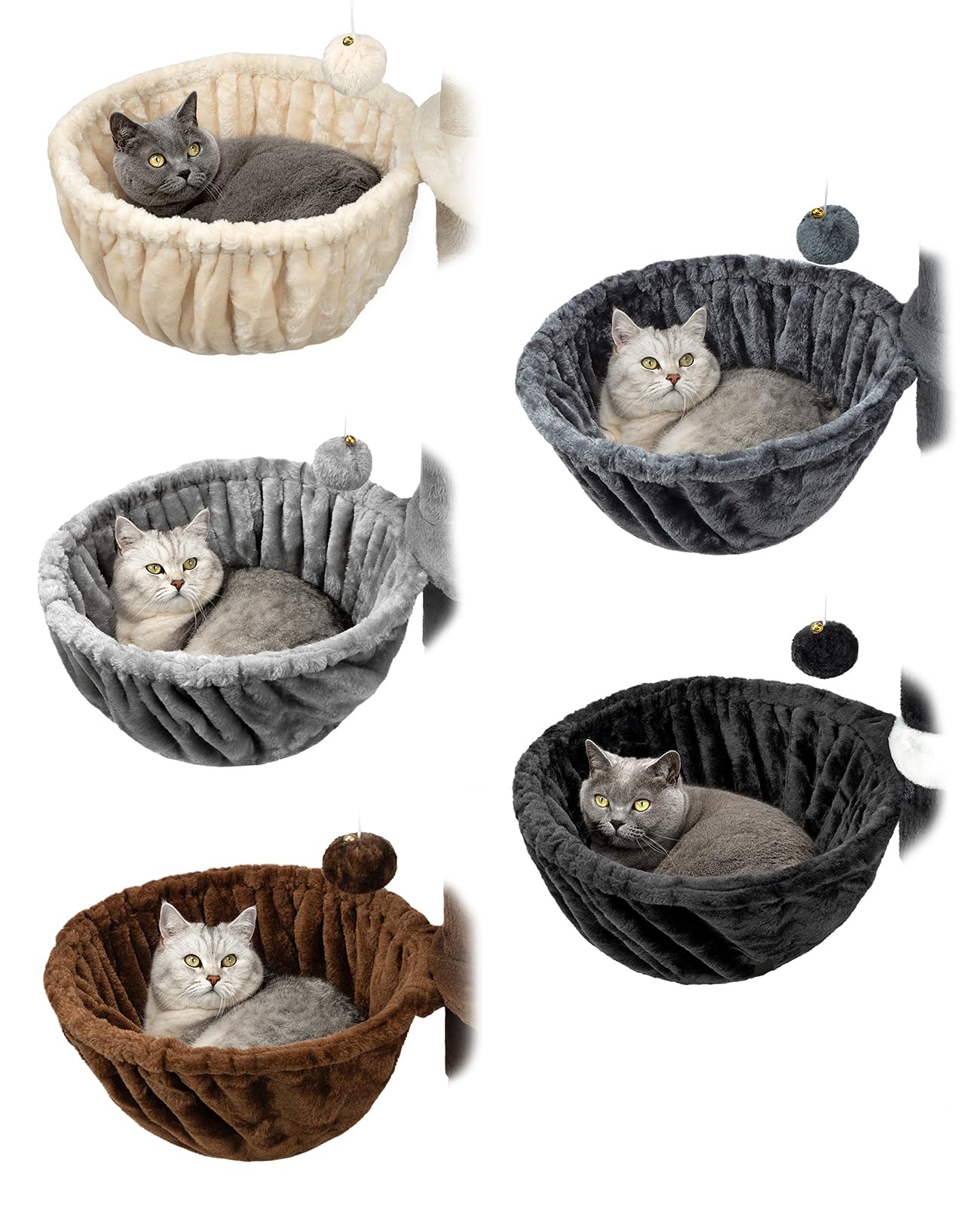 lionto Liegemulde aus weichem Plüsch für Kratzbaum, Ø 40 cm, 25 cm Tiefe, kuschelige Schlafmulde für jeden Katzenbaum mit M8-Gewinde, Stabiler Metallrahmen für kleine und große Katzen, dunkelgrau