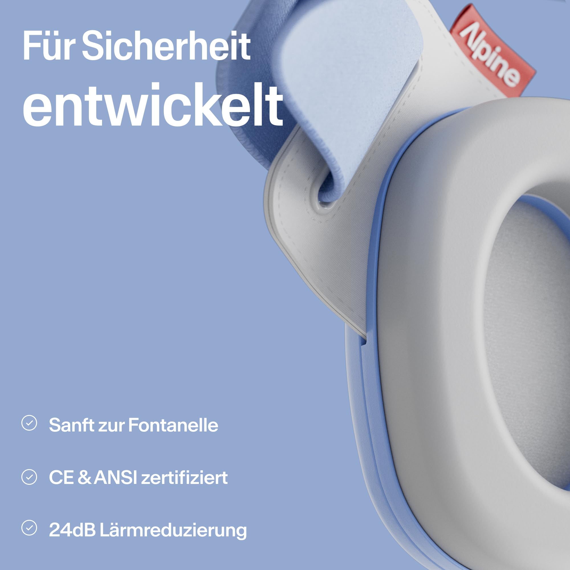 Alpine Muffy Baby Classic - Gehörschutz für Babys - Verstellbares ANTI-SLIP-Kopfband bis 48 Monate - In Deutschland auf Sicherheit getestet - Lärmschutz Kopfhörer verhindert Gehörschäden, Schwarz