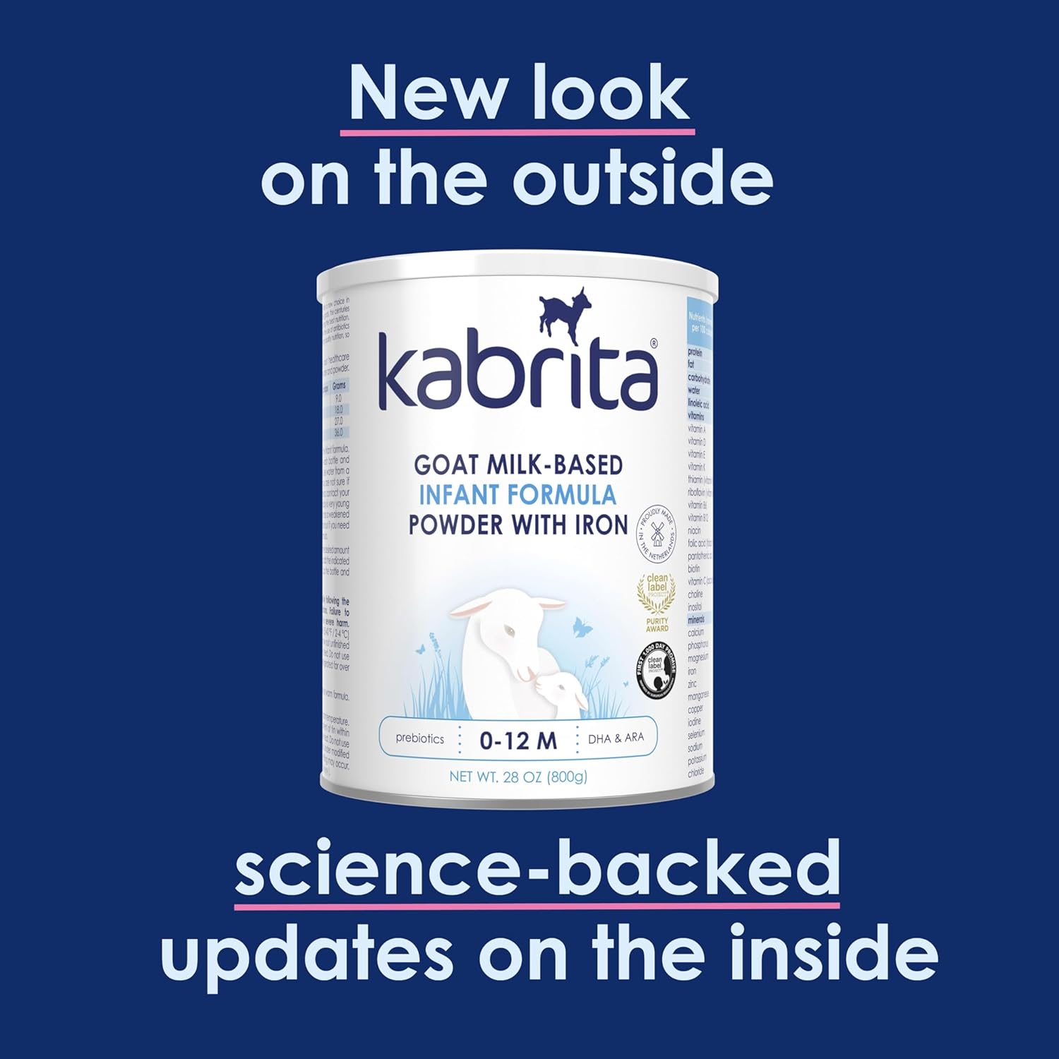 Kabrita Ziegenmilch-Säuglingsnahrung auf Pulverbasis mit Eisen, DHA, ARA und Präbiotika, für Säuglinge von 0–12 Monaten, gentechnikfrei, 794 g