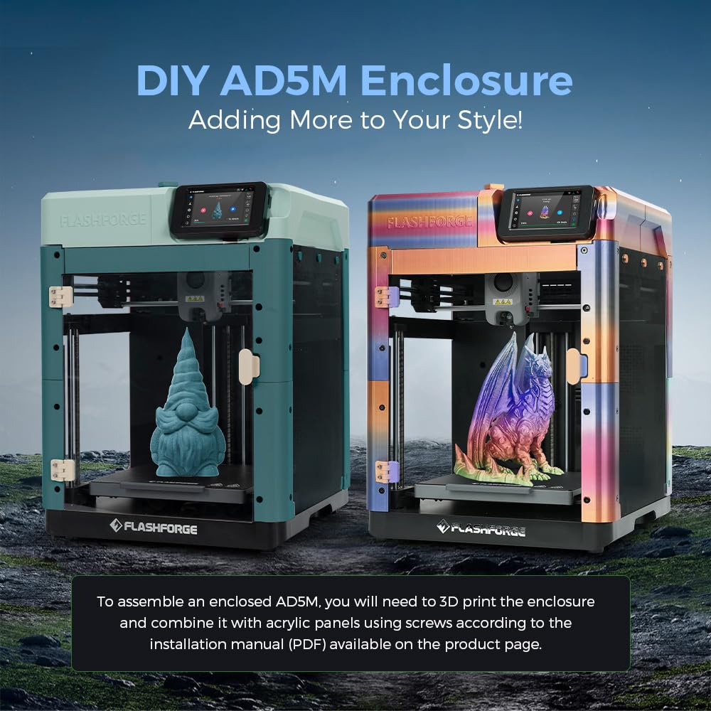 FLASHFORGE AD5X Multi-Color 3D Printer with IFS,Fully Auto Leveling FDM 3D Printer with Max 600mm/s High Speed Printing and Max 300°C Nozzle,Large Printing Size 220 * 220 * 220mm