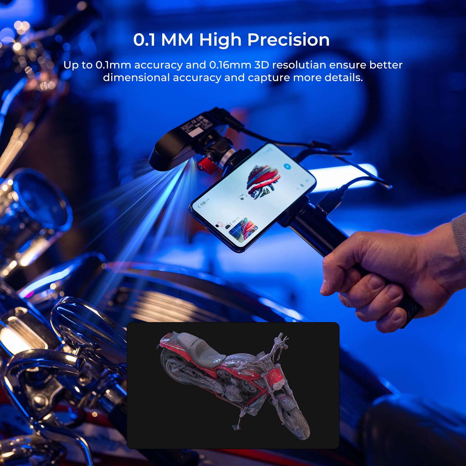 Creality 3D Scanner CR-Scan Ferret Pro for 3D Printing, Upgrade Handheld Scanner with Wireless Scanning Anti-Shake Tracking, Fast Full-Color Scan, 0.1mm Accuracy for iOS/Android Phone PC Win 10/11