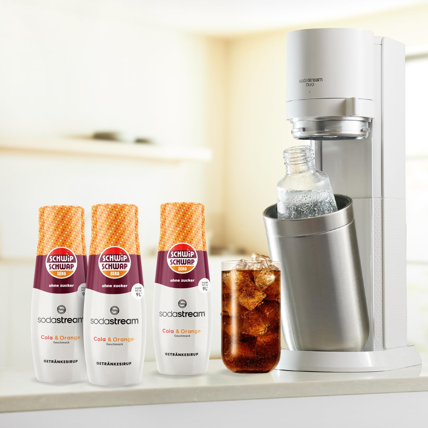 Sodastream drink mix Schwip Schwap Zero Zucker – zuckerfreier Sirup für gesprudeltes & stilles Wasser, 4er Pack (4 x 440 ml), ergibt bis zu 9L Fertiggetränk