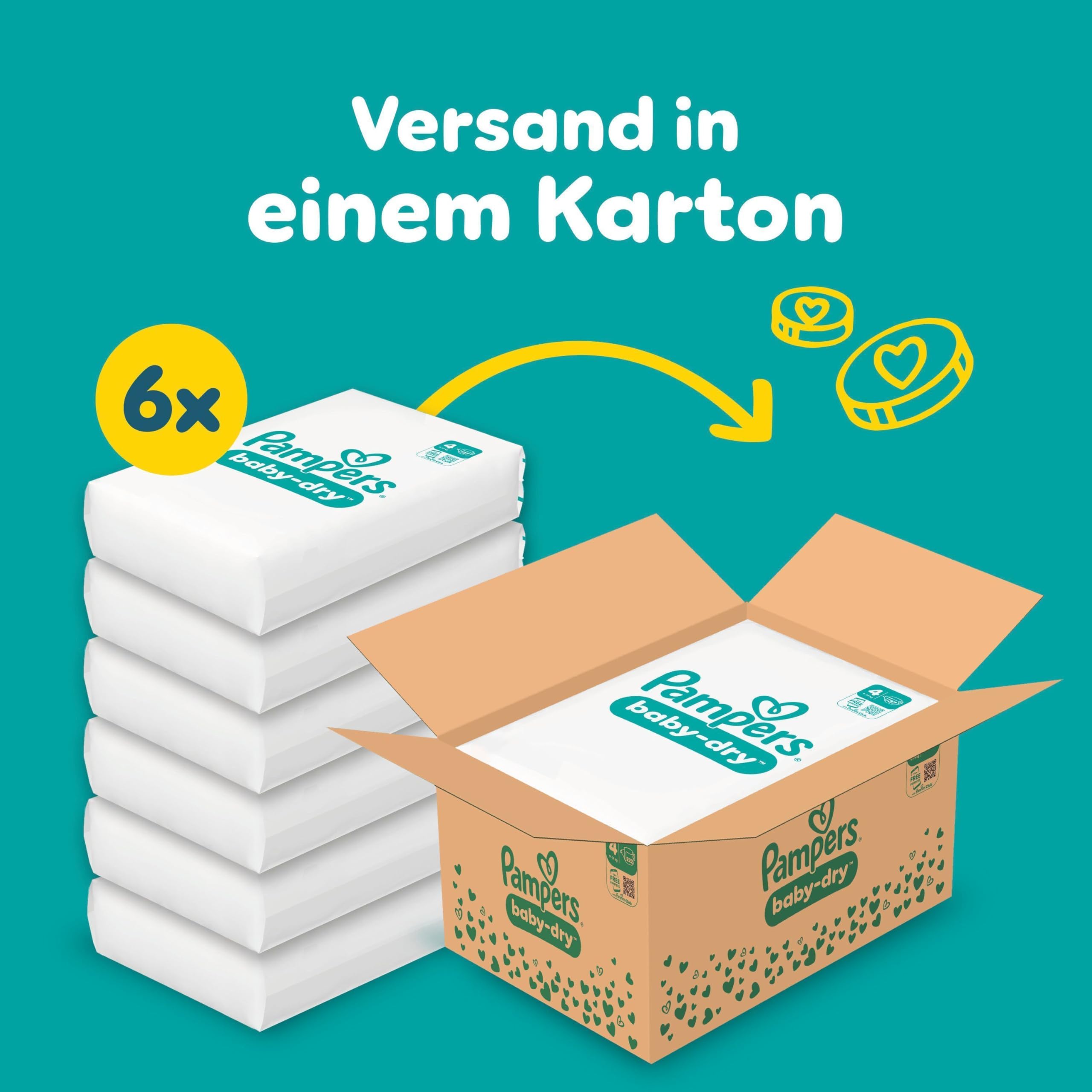 Pampers Baby-Dry Größe 8, 144 Windeln, 17kg+, Bis zu 100% Auslaufschutz & Komfort die ganze Nacht