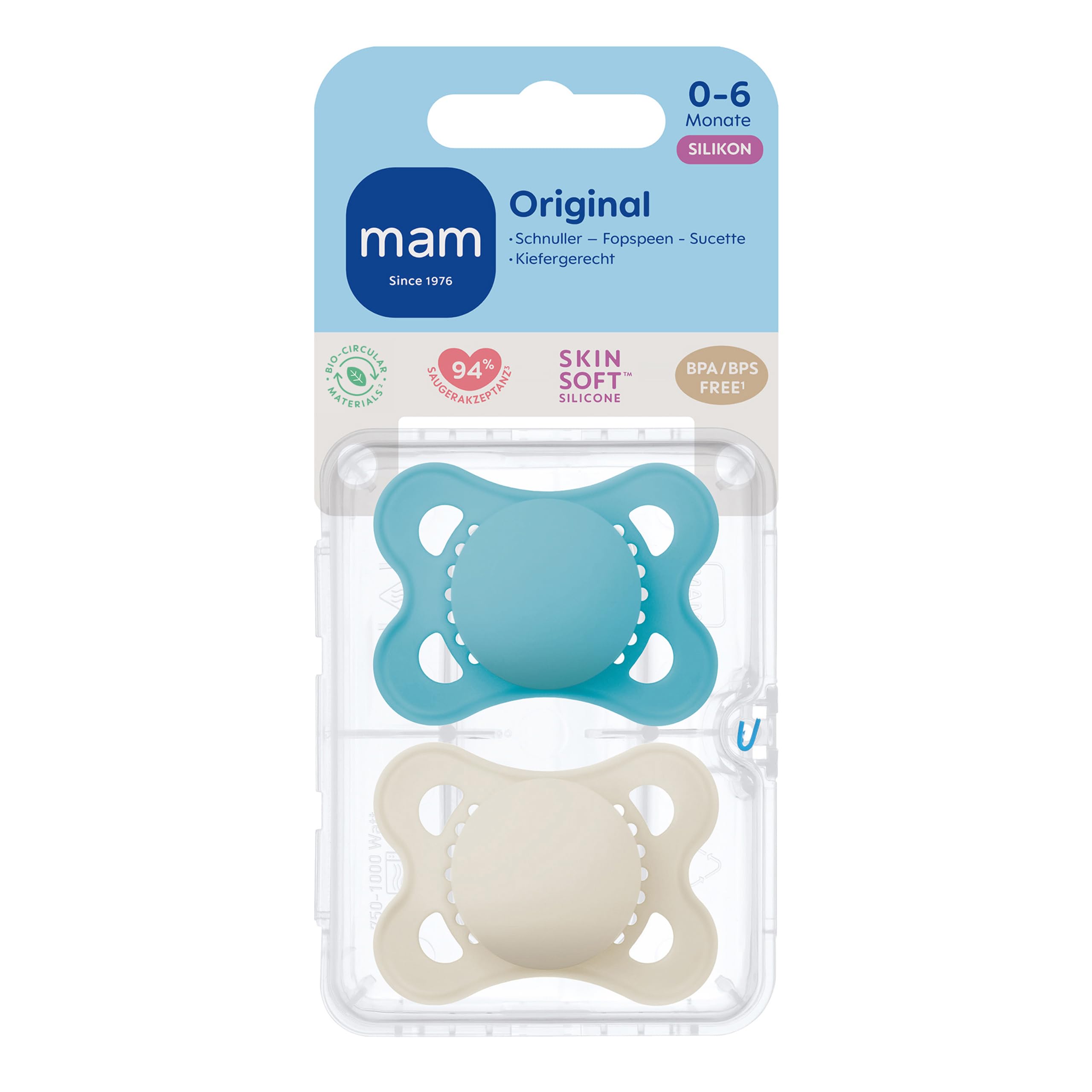 MAM Original Day & Night Matt Schnuller | 0-6 Monate | Schnuller für Neugeborene | 94% Akzeptanz | Babyschnuller beugt Zahnfehlstellungen vor | SkinSoft Silikon | Schaf/Hase | 4 Stück