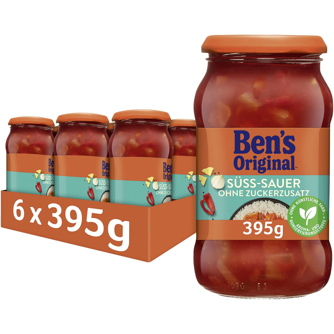 BEN’S ORIGINAL Sauce Süß-Sauer Ohne Zuckerzusatz, 6 Gläser (6 x 395 g)