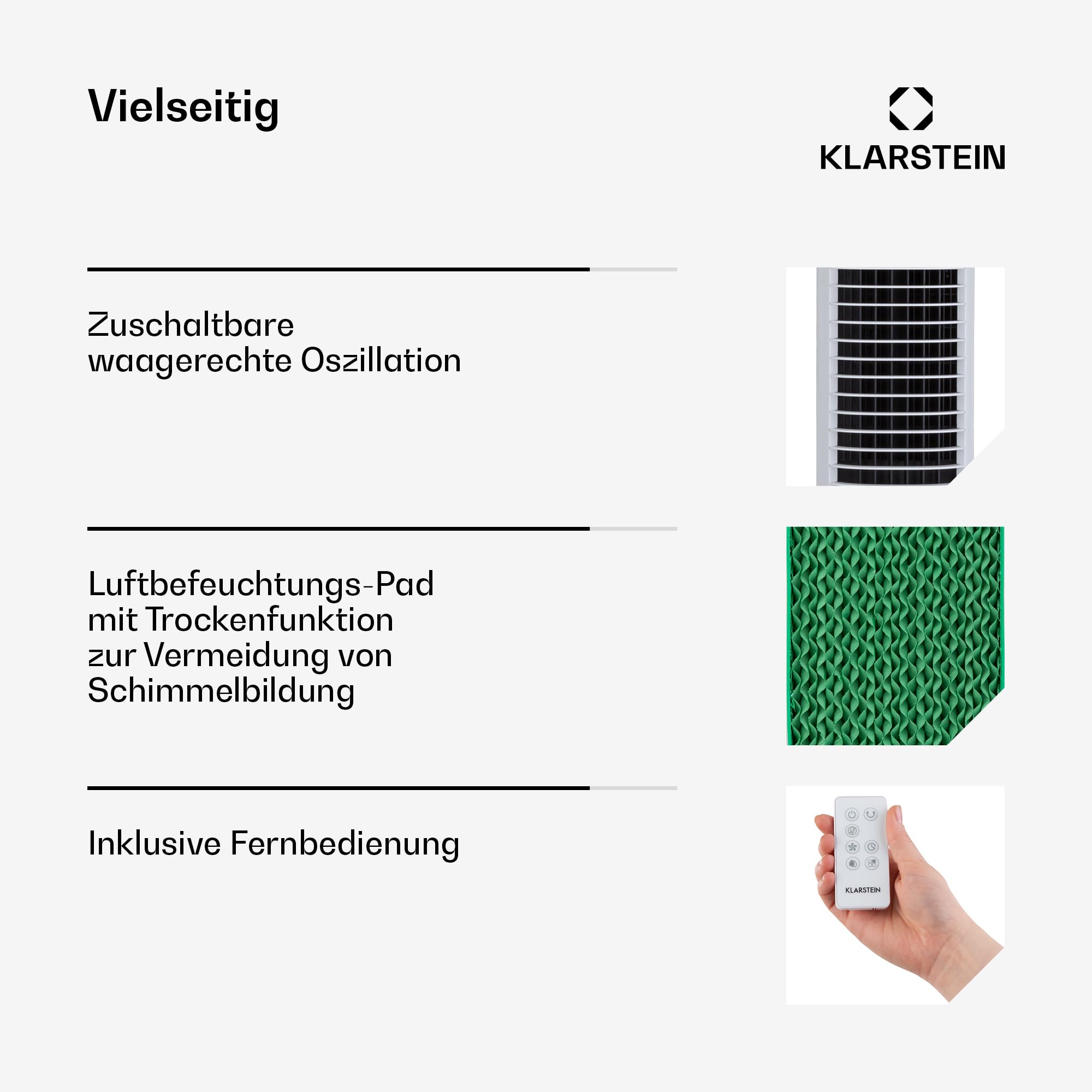 Klarstein Luftkühler mit Wasserkühlung, 5-in-1 Verdunstungskühler, Luftbefeuchter, Ventilator & Luftreiniger, Mobile Klimageräte Luftkühler mit App-Steuerung, 80W Air Cooler, 462m³/h Luftstrom