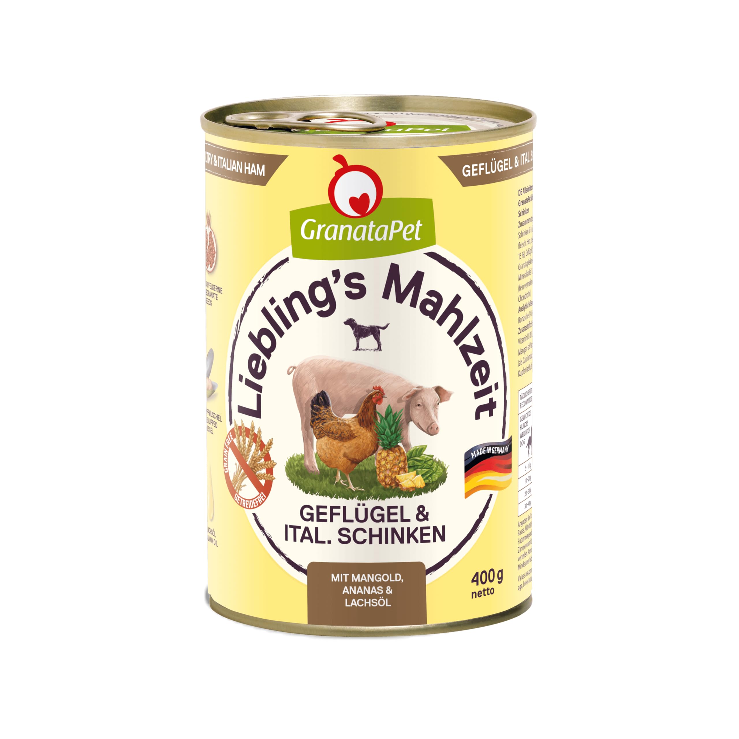 GranataPet Liebling's Mahlzeit Multipack 2, Nassfutter für Hunde im Probierpaket, Alleinfuttermittel ohne Getreide, Hundefutter mit hohem Fleischanteil & hochwertigen Ölen, 6 x 800 g
