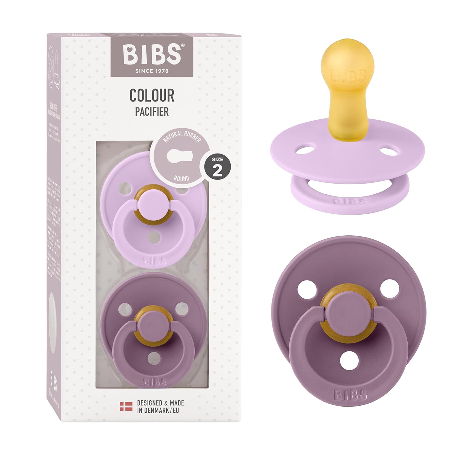 BIBS Colour Schnuller 2er-Pack, BPA-frei, Kirschform Nippel. Naturkautschuk/Latex, Hergestellt in Dänemark. Größe 1 | 0+ Monate | 2-Pack, Ivory/Sage