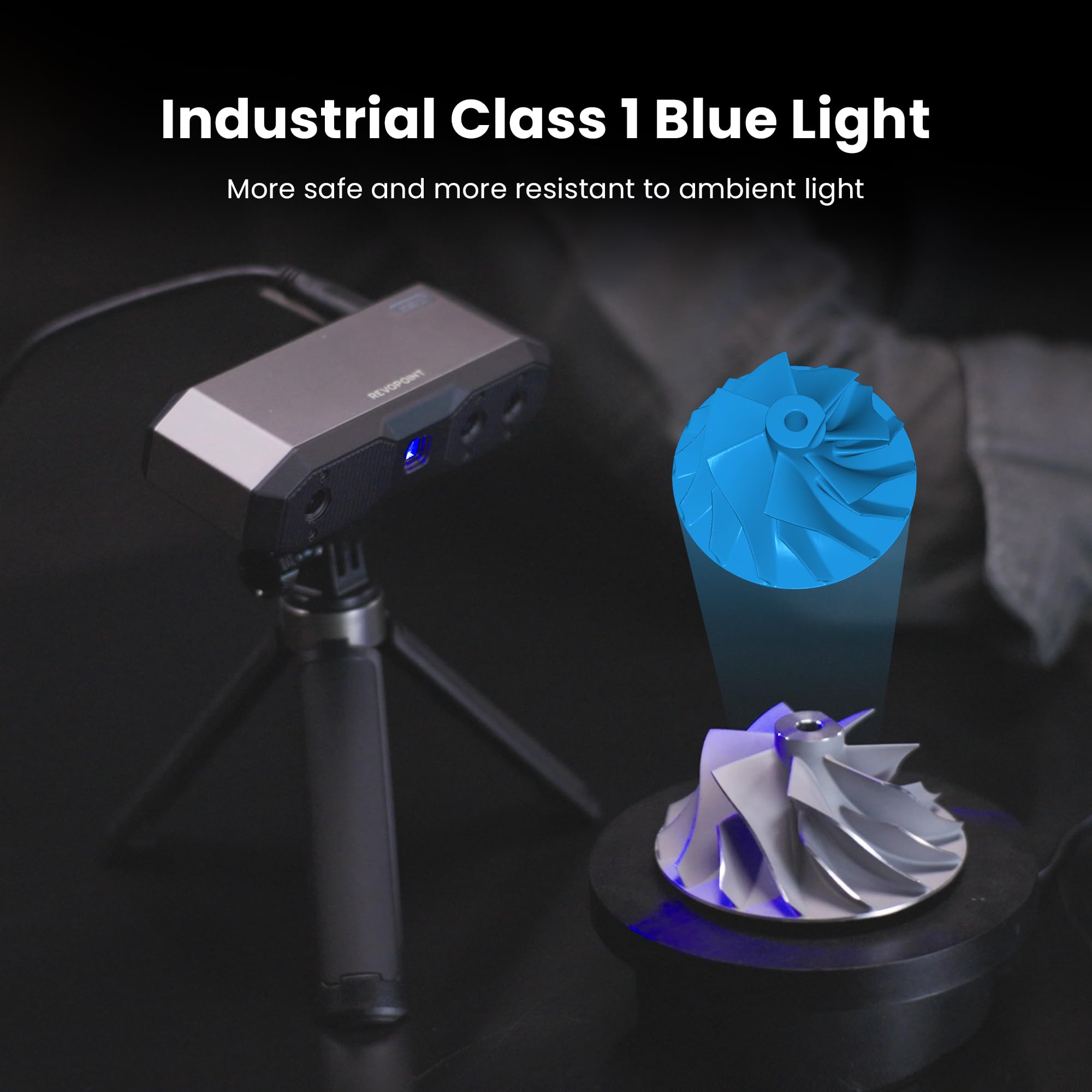 Revopoint MINI 2 3D Scanner for 3D Printing Handheld, Up to 0.02mm Precision, Industrial Blue Light, Full Color Model Scanning for Small Objects, Compatible with Win/Android/iOS/macOS, Standard