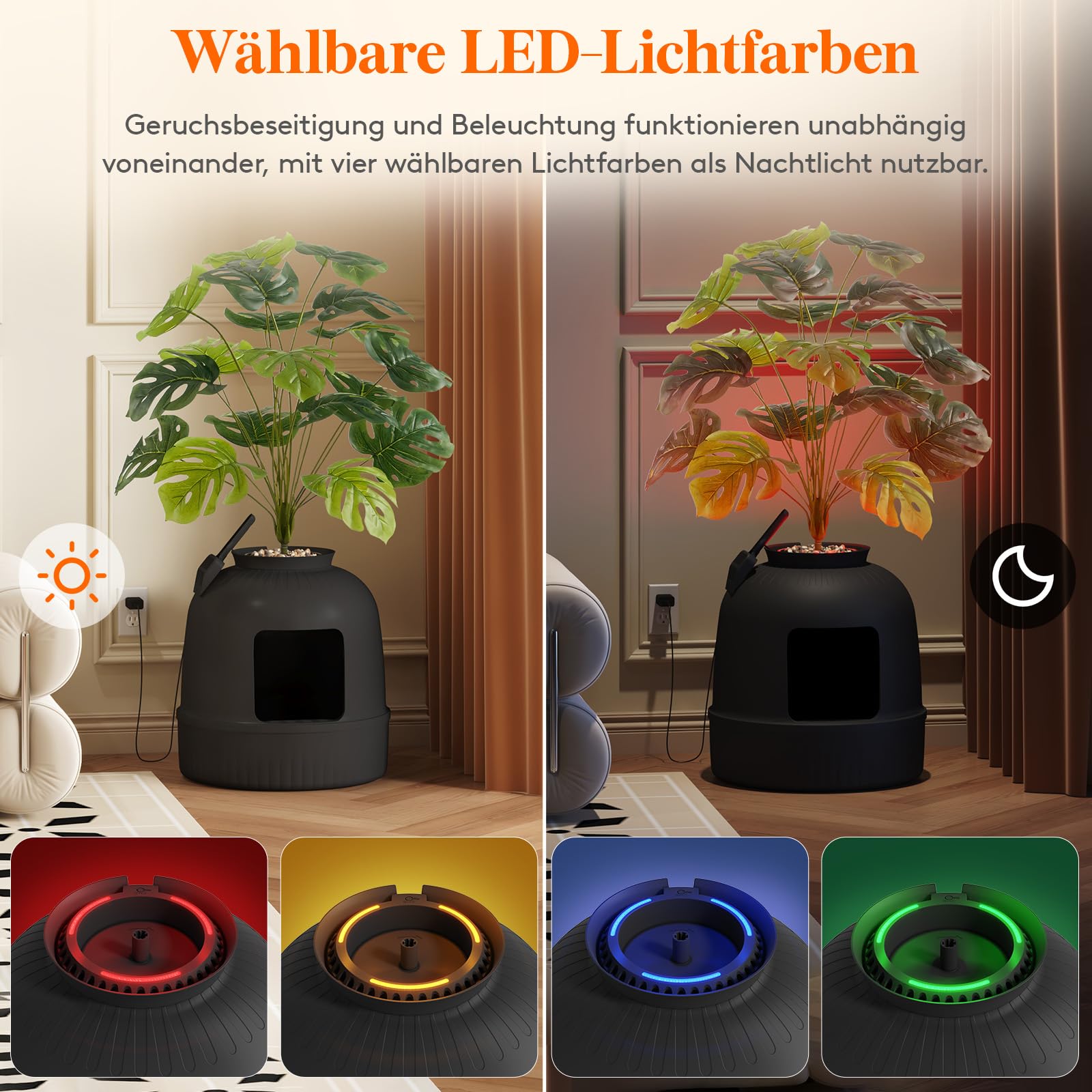 Lifewit Katzenklo Blumentopf mit Pflanze & Schaufel, Katzenklo Versteckt, Katzentoilette XXL mit Geruchskontrolle & Kohlefilter, Wohnzimmer, Schlafzimmer, Ecke, Weiß