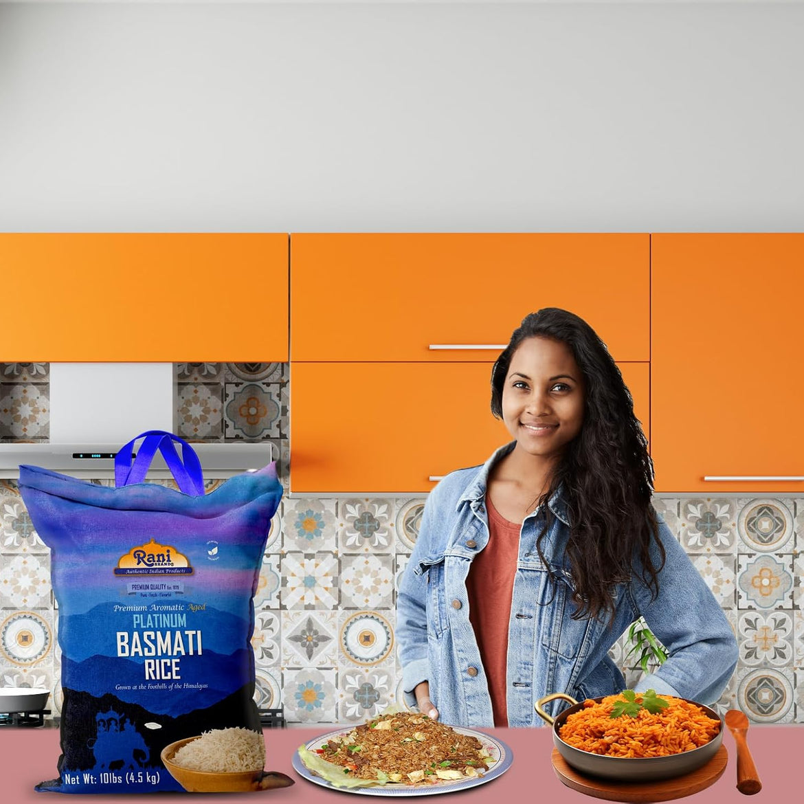 Rani Platinum White Basmati Rice Extra Long Aged 10-Pound Bag, 160oz (10lbs) 4.53kg ~ All Natural | Gluten Friendly | Vegan | Indian Origin | Kosher | Export Quality