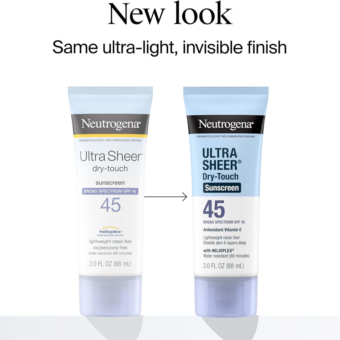 Neutrogena Ultra Sheer Dry-Touch Sunscreen Lotion, Broad Spectrum SPF 55 UVA/UVB Protection, Oxybenzone-Free, Light, Water Resistant, Non-Comedogenic & Non-Greasy, Travel Size, 3 fl. oz