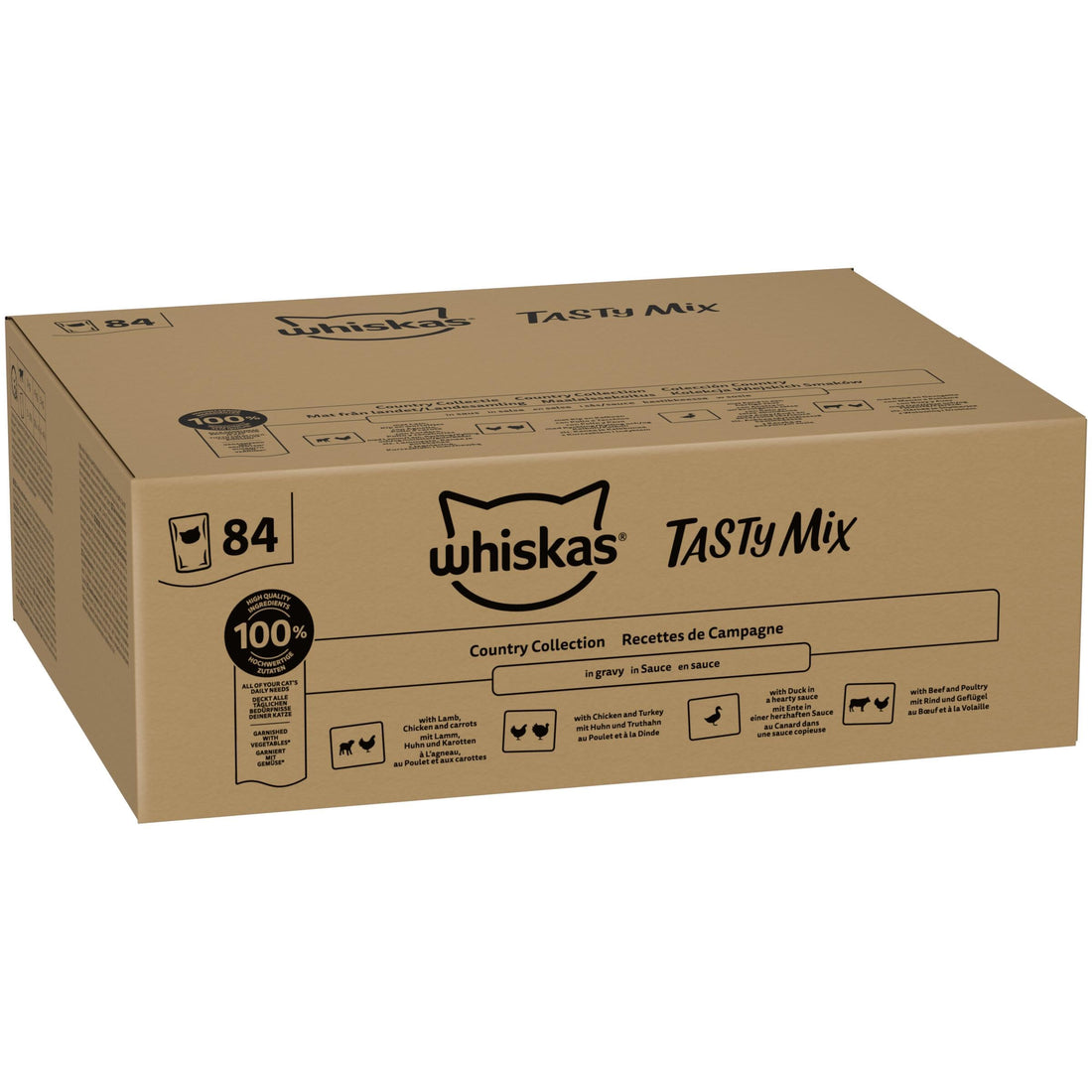 Whiskas Adult 1+ Katzennassfutter Tasty Mix Country Collection in Sauce, 84 Portionsbeutel, 84x85g (1 Großpackung) – Hochwertiges Katzenfutter nass, für ausgewachsene Katzen