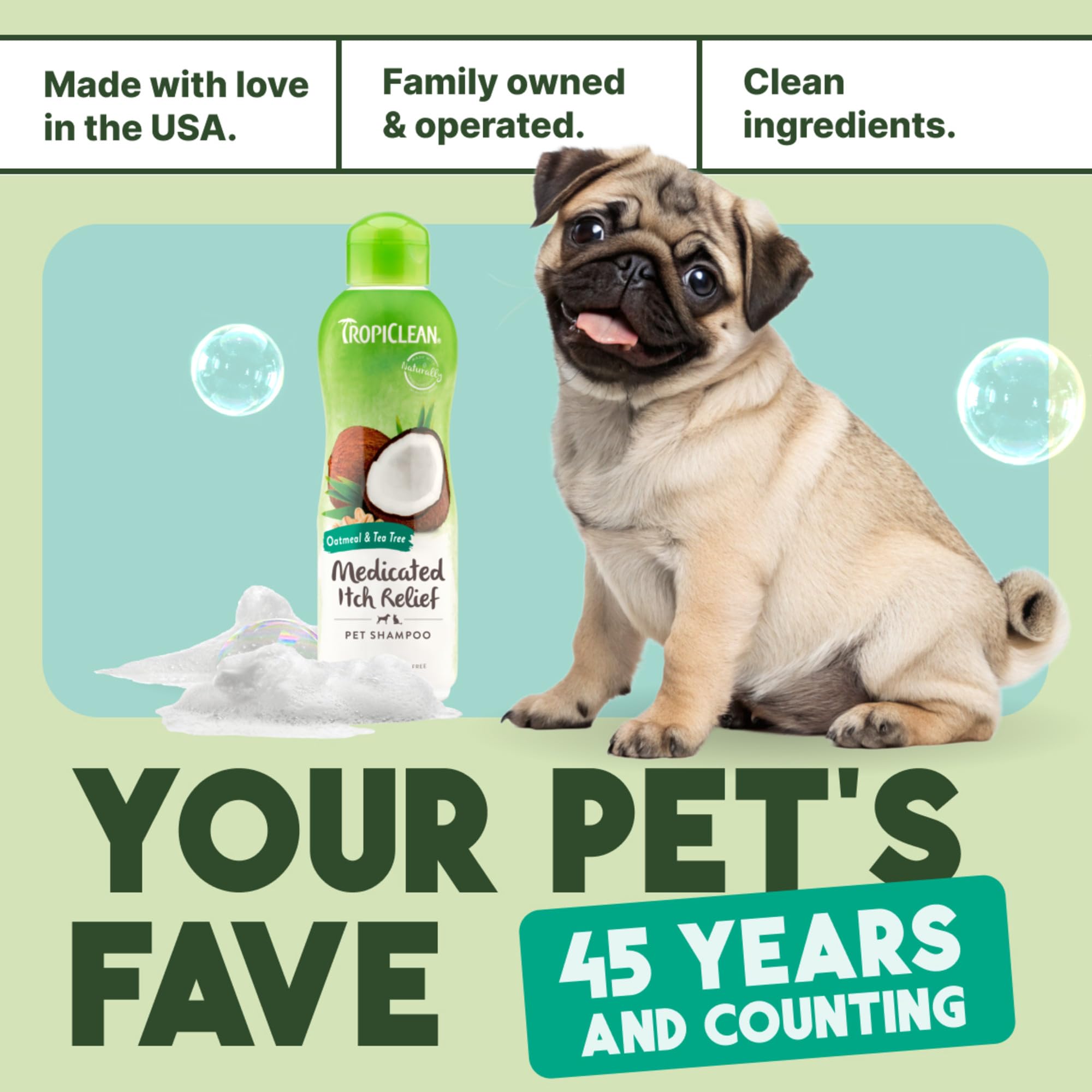 TropiClean Shampoo für Tiere - Med. Juckreizlinderung - Peelt, Befeuchtet & beruhigt trockene, juckende Haut & Fell I Für Hunde & Katzen I Parabens-, Farb- und Seifenfrei - Hafermehl & Teebaum, 3,78 L