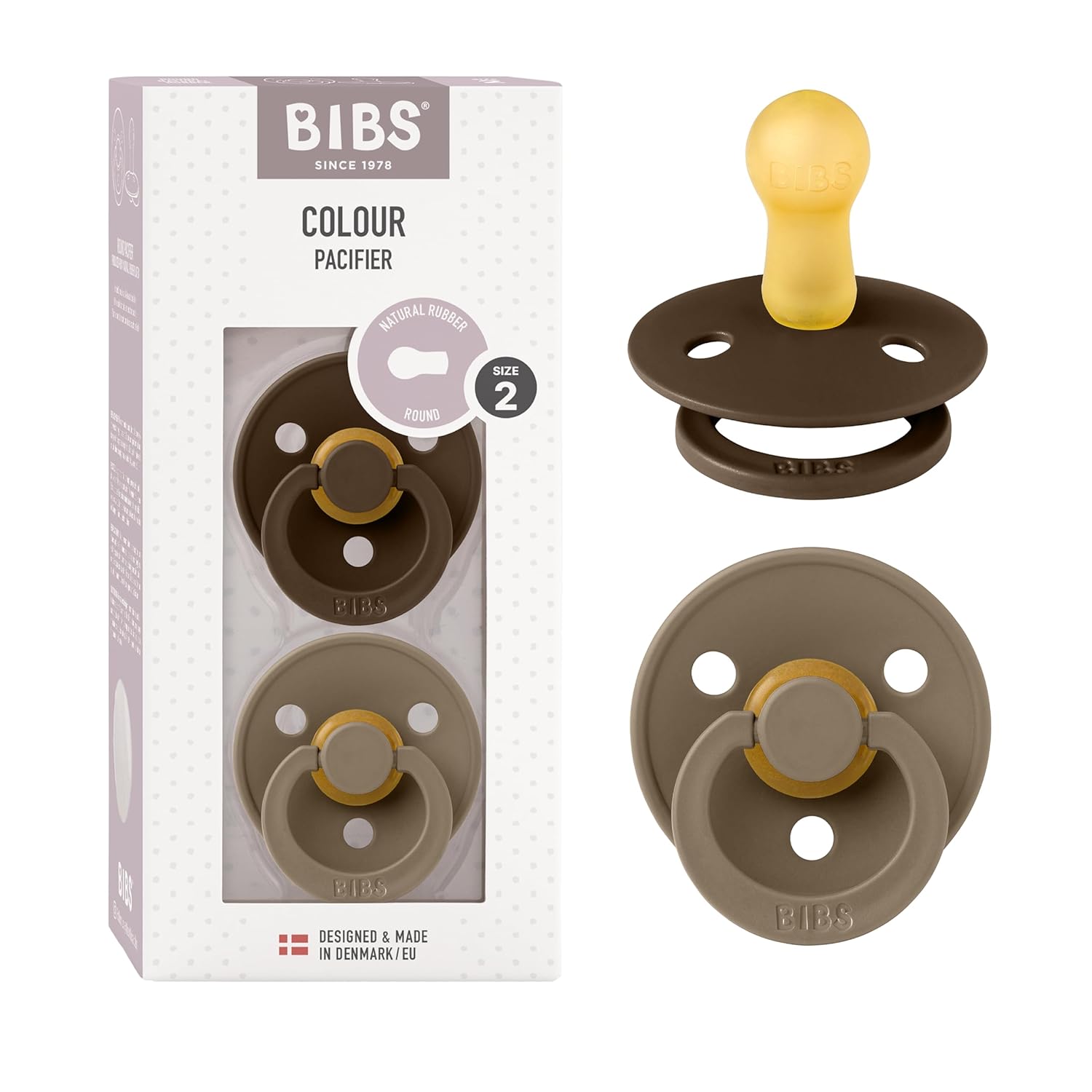 BIBS Colour Schnuller 2er-Pack, BPA-frei, Kirschform Nippel. Naturkautschuk/Latex, Hergestellt in Dänemark. Größe 1 | 0+ Monate | 2-Pack, Ivory/Sage
