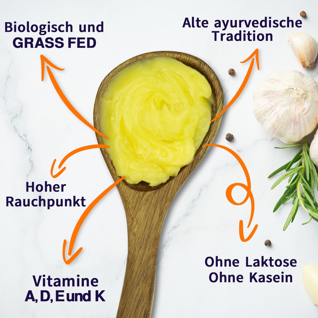 Exponatura Bio-Ghee - Geklärte Butter nach alter ayurvedischer Rezeptur - nur aus der Milch von Weidekühen - laktosefrei, extrem bekömmlich (500 g, Ghee)