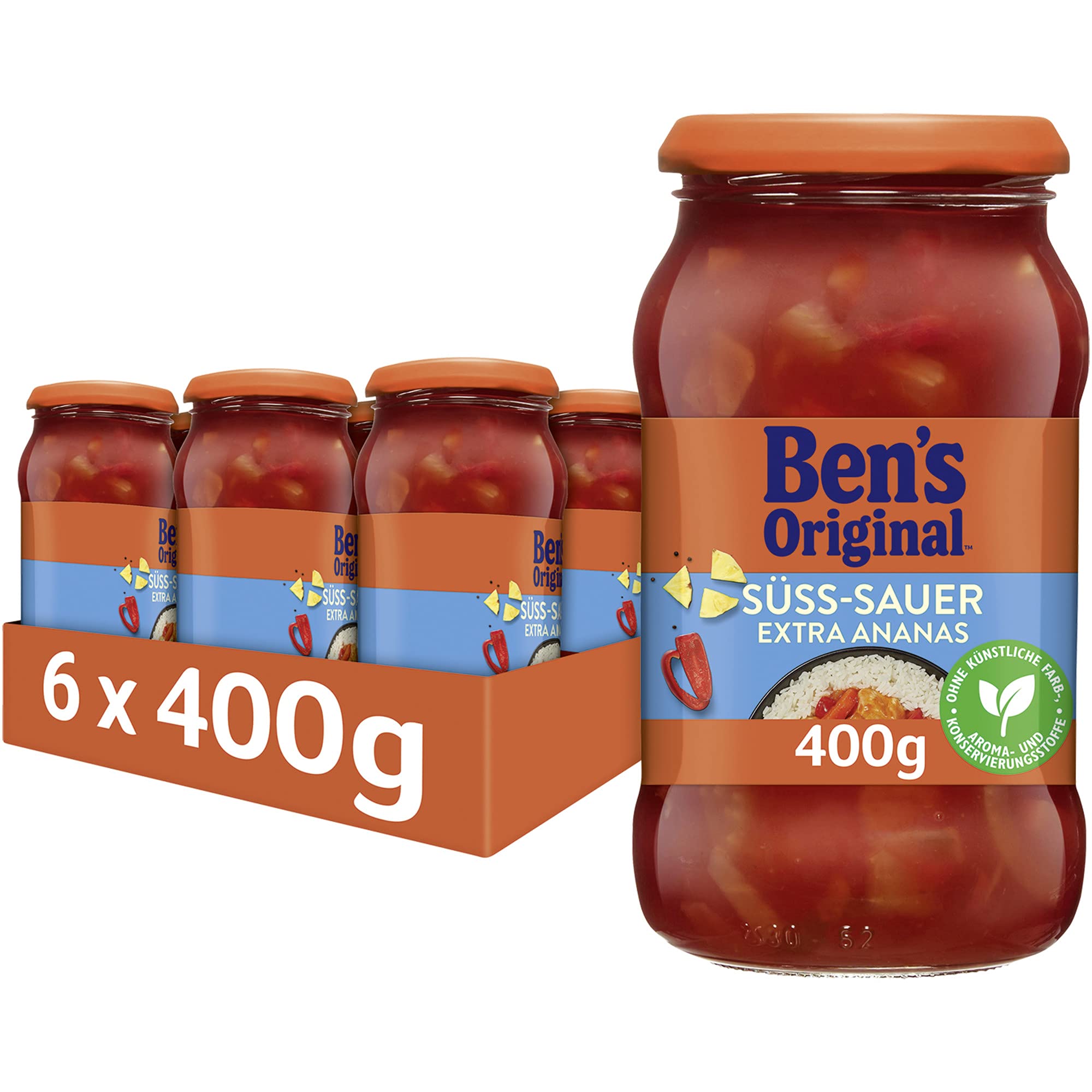 BEN’S ORIGINAL Sauce Süß-Sauer Ohne Zuckerzusatz, 6 Gläser (6 x 395 g)
