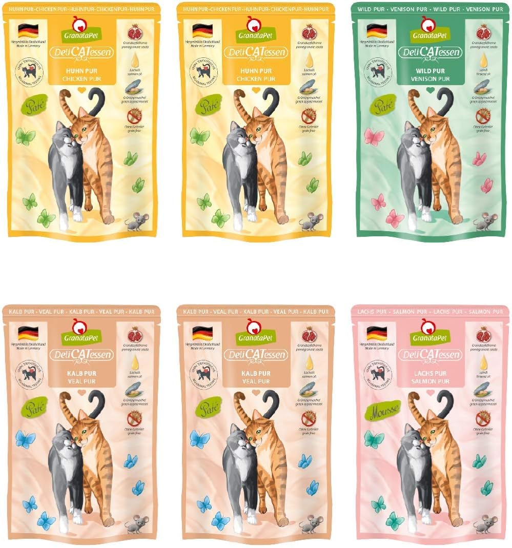 GranataPet DeliCatessen Huhn PUR, Nassfutter für Katzen, Futter ohne Getreide & ohne Zuckerzusätze, Katzenfutter mit hohem Fleischanteil & hochwertigen Ölen, 6 x 400 g