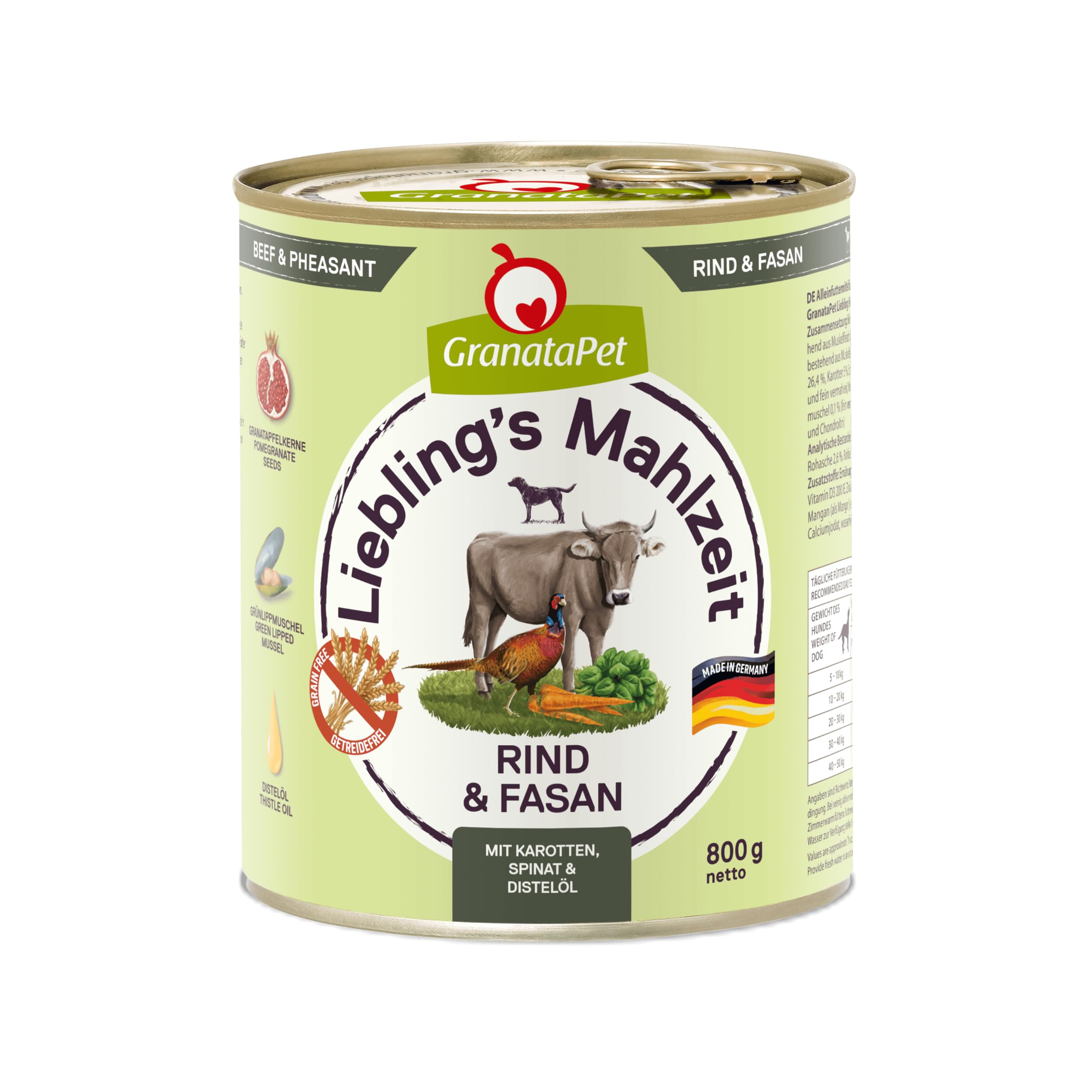GranataPet Liebling's Mahlzeit Multipack 2, Nassfutter für Hunde im Probierpaket, Alleinfuttermittel ohne Getreide, Hundefutter mit hohem Fleischanteil & hochwertigen Ölen, 6 x 800 g