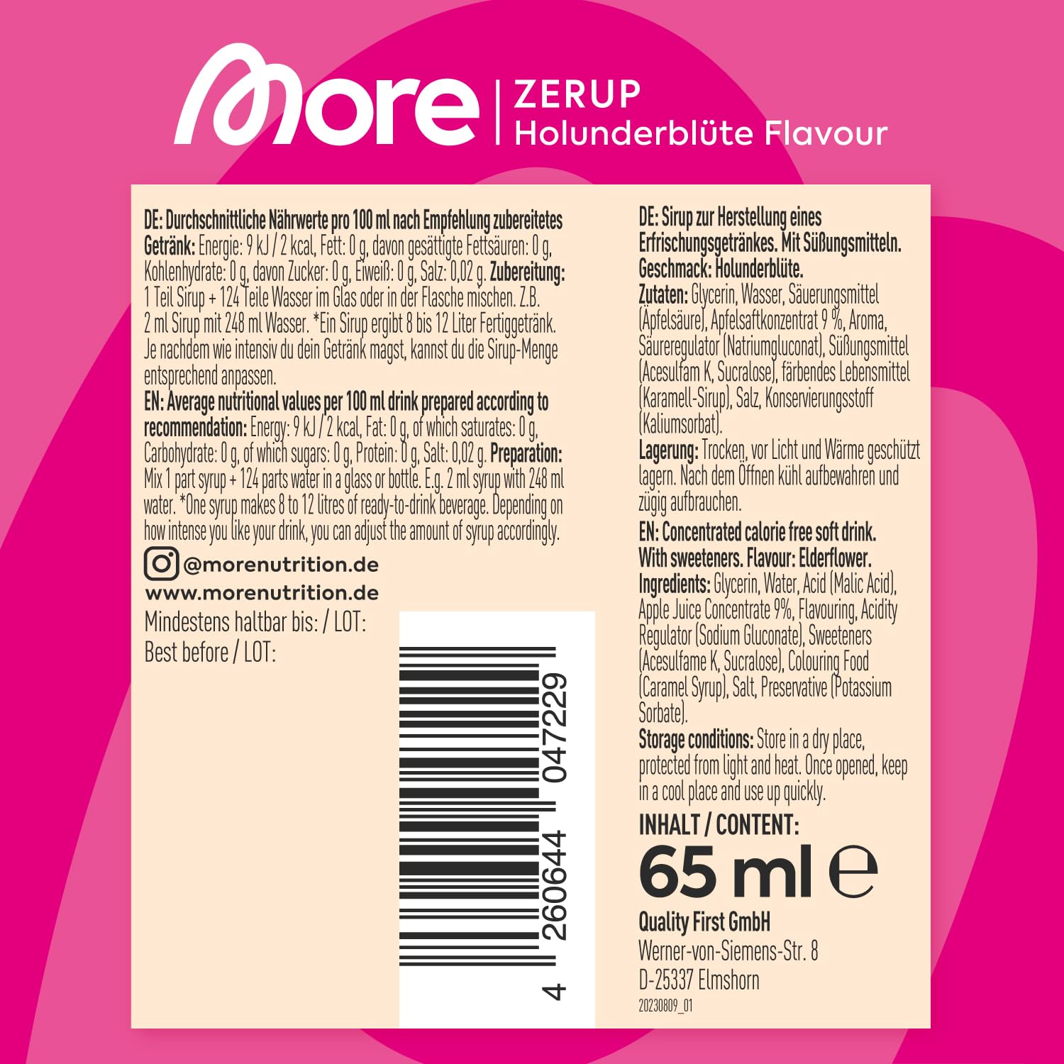 MORE Zerup, mixed 6er Bundle, 6 x 65 ml, verschiedene Sorten, für bis zu 48 l Fertiggetränk, zuckerfreier Sirup mit u.a. echten Fruchtextrakten, vegan, zero Kalorien - made in Germany