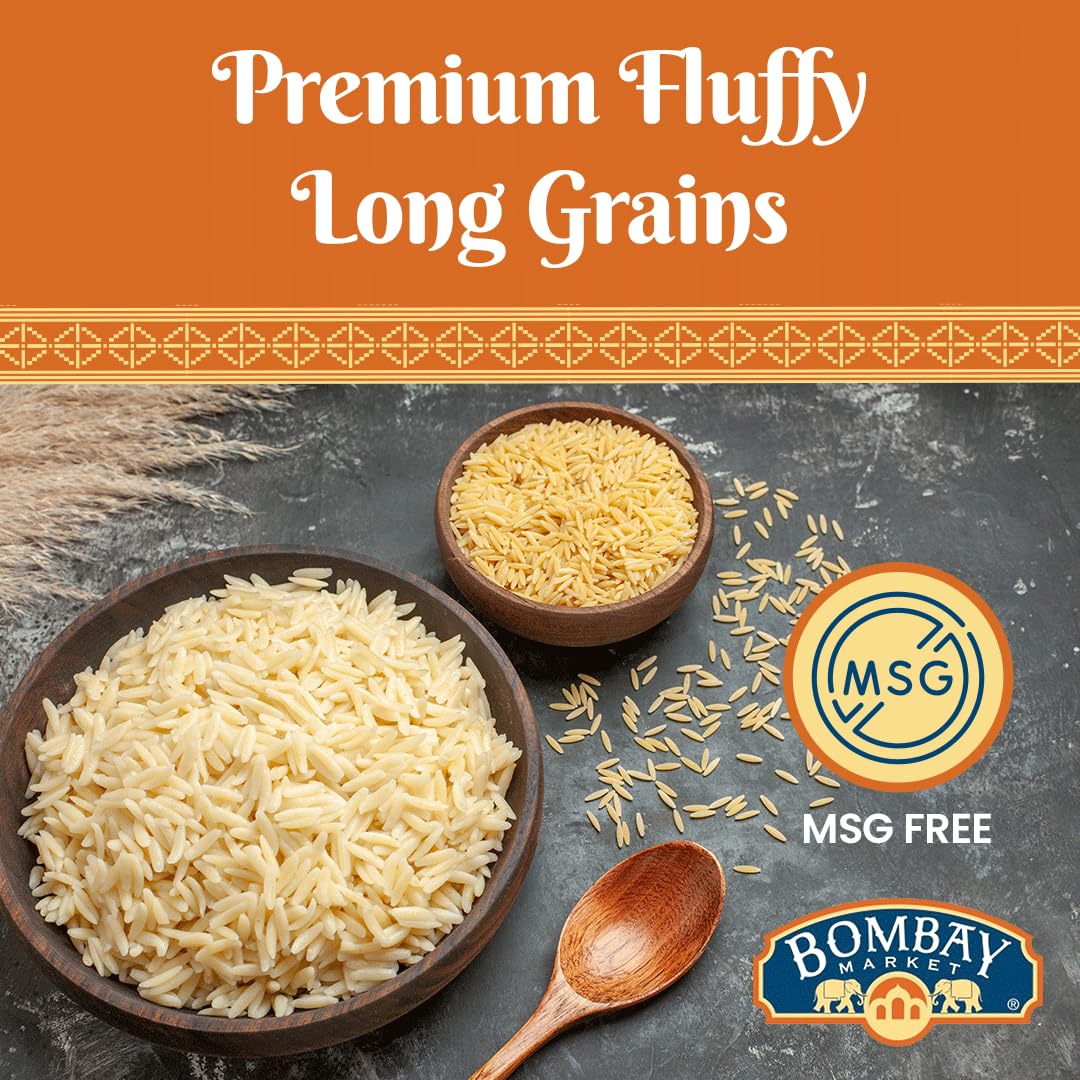 Bombay Market White Basmati Rice - Aromatic & Nutty Flavor Basmati Rice - Long Grain Rice Basmati (4 Pound Bag)