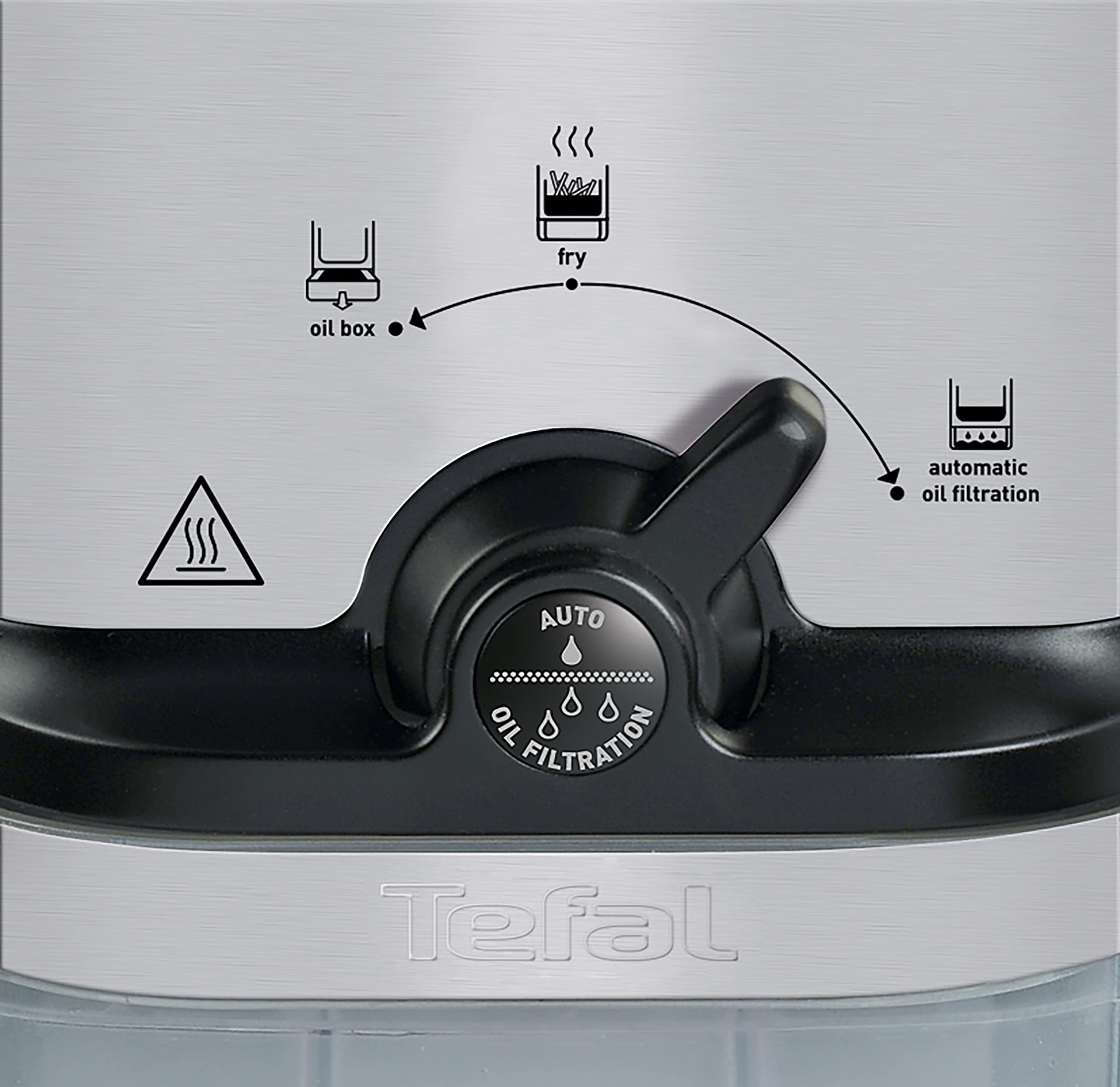 Tefal Oleoclean Pro Fritteuse 3,5L für knusprige Pommes, 2300W Edelstahl Friteuse mit Öl-Filterung, Herausnehmbarer Ölbehälter 1,2kg, Timer & Thermostat, Spülmaschinenfest, Schwarz/Edelstahl