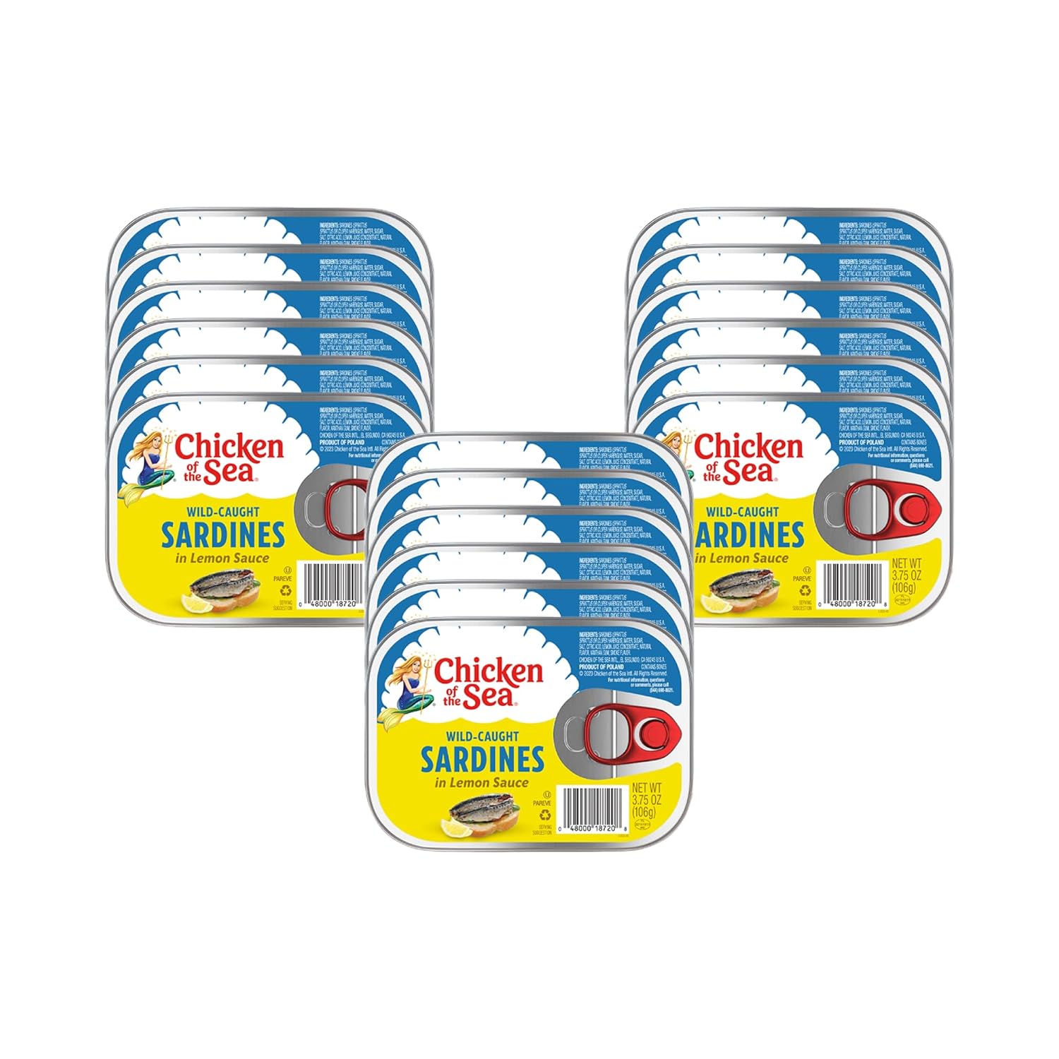Chicken of the Sea Sardines in Olive Oil, 3.75 oz. (Pack of 18), Wild Caught Canned Sardines, Packaging May Vary