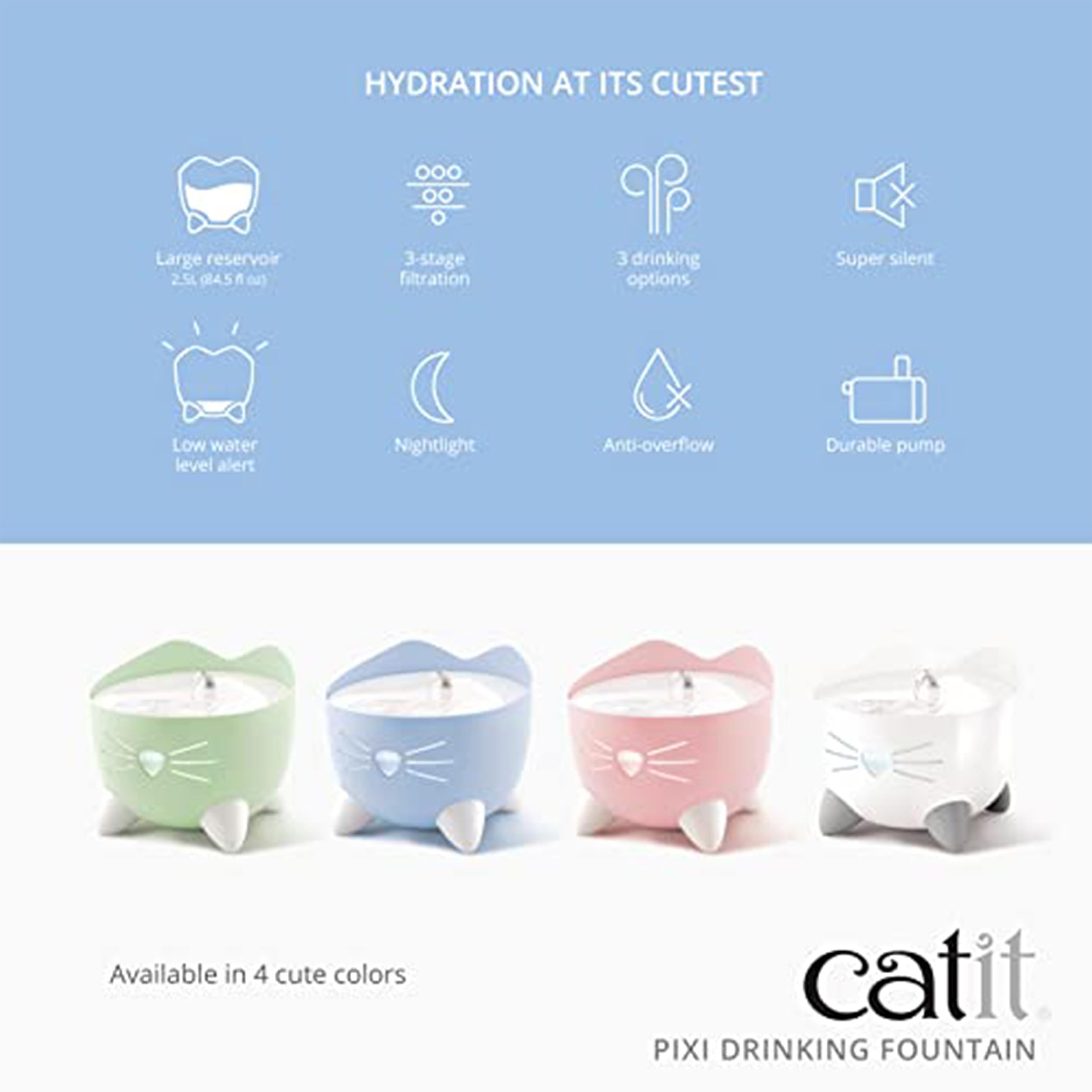 Catit Pixi Trinkbrunnen für Katzen, Weiß, 1 Stück (1er Pack)