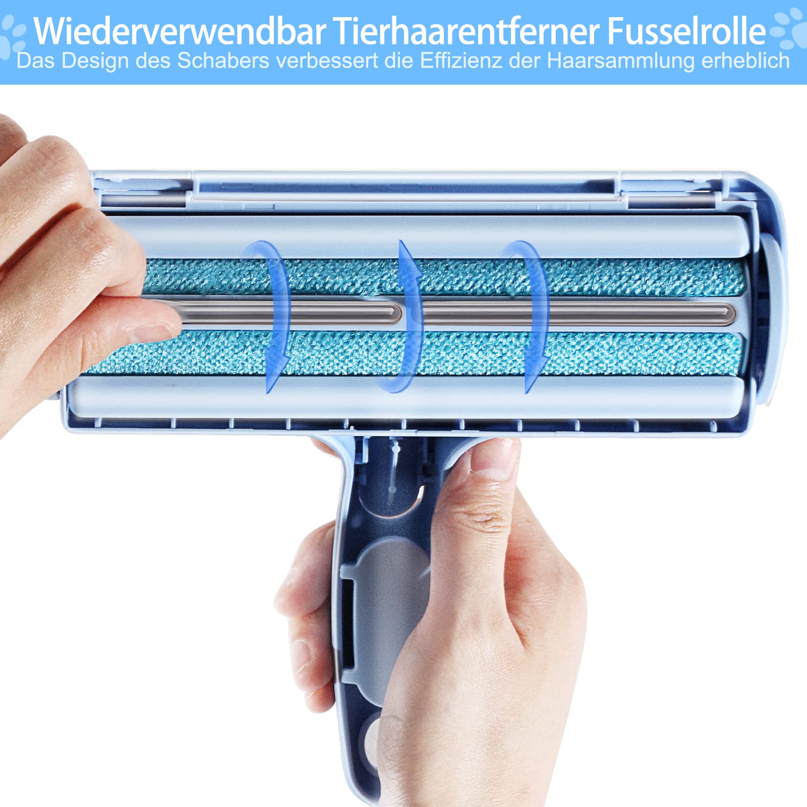 ACE2ACE Tierhaarentferner Fusselrolle, Fusselrolle für Hundehaare und Katzenhaare Wiederverwendbar, Fusselbürste für Tierhaar, für Sofa, Bett, Teppich, Kratzbaum, weiß