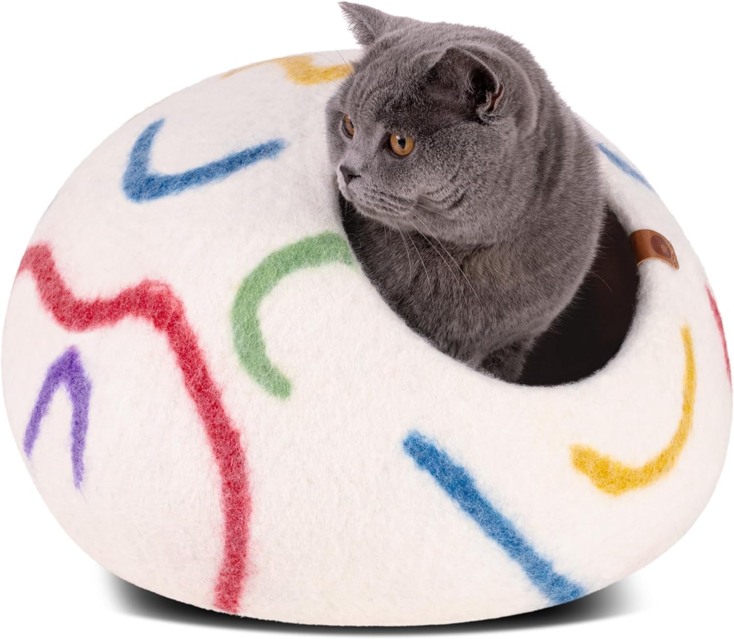MEOWFIA Katzenbett aus Merinowolle – Handgefilztes, Umweltfreundliches Katzenbett für Katzen & Kätzchen – Weiches Schlafbett, Warm im Winter & Kühl im Sommer, Stilvolles Design