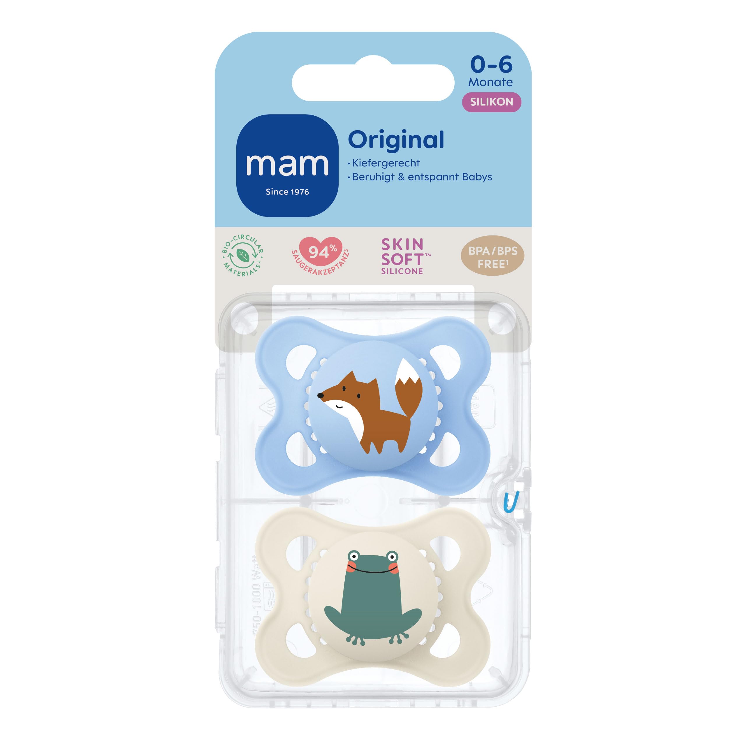 MAM Original Day & Night Matt Schnuller | 0-6 Monate | Schnuller für Neugeborene | 94% Akzeptanz | Babyschnuller beugt Zahnfehlstellungen vor | SkinSoft Silikon | Schaf/Hase | 4 Stück