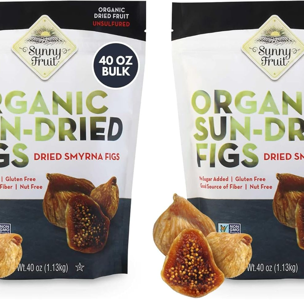 Sunny Fruit Organic Turkish Dried Figs, 2.5 Pound Bulk Bag | No Preservatives, No Sugar Added | Healthy, Sweet Snack | ORGANIC, NON-GMO, VEGAN, HALAL, KOSHER