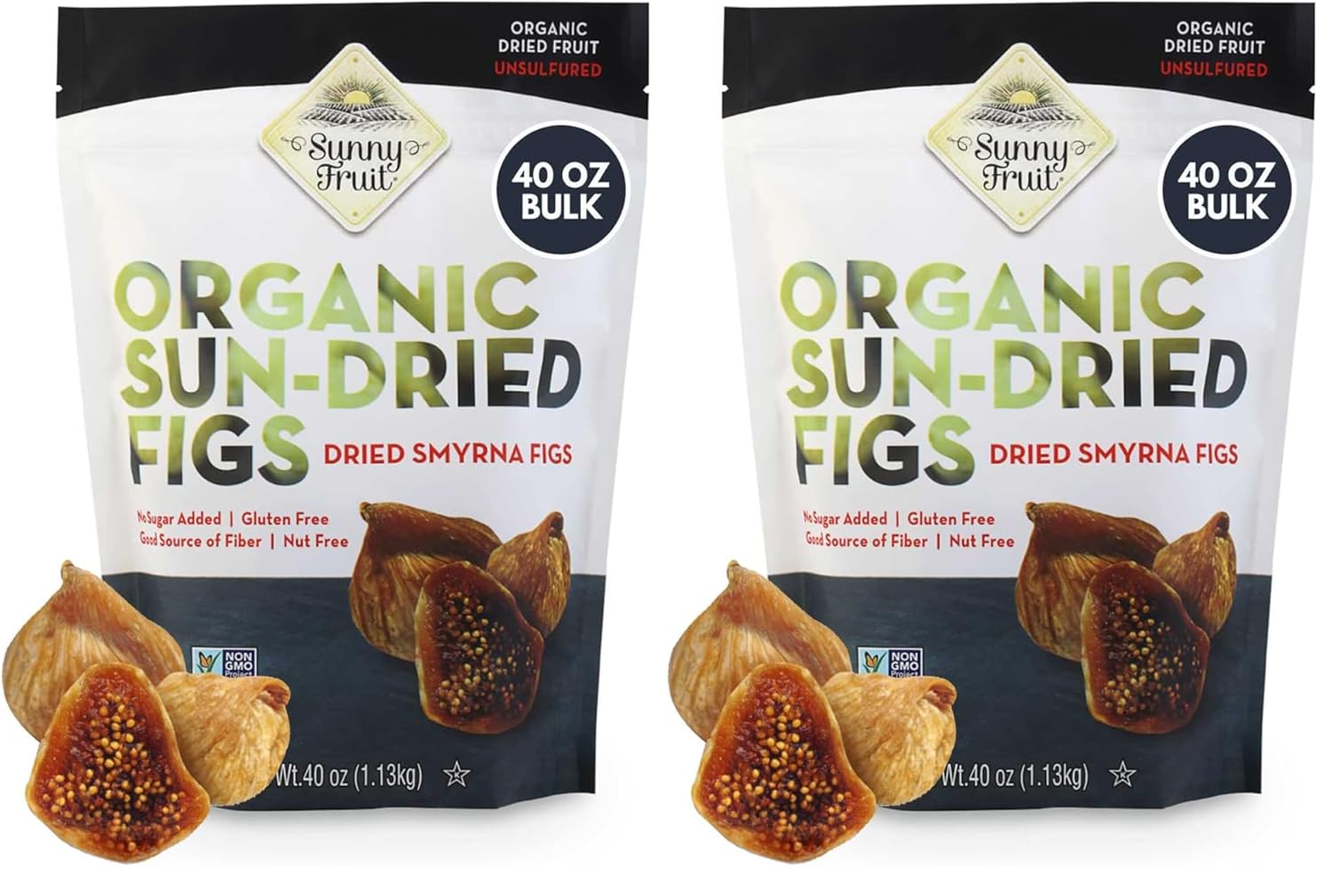 Sunny Fruit Organic Turkish Dried Figs, 2.5 Pound Bulk Bag | No Preservatives, No Sugar Added | Healthy, Sweet Snack | ORGANIC, NON-GMO, VEGAN, HALAL, KOSHER