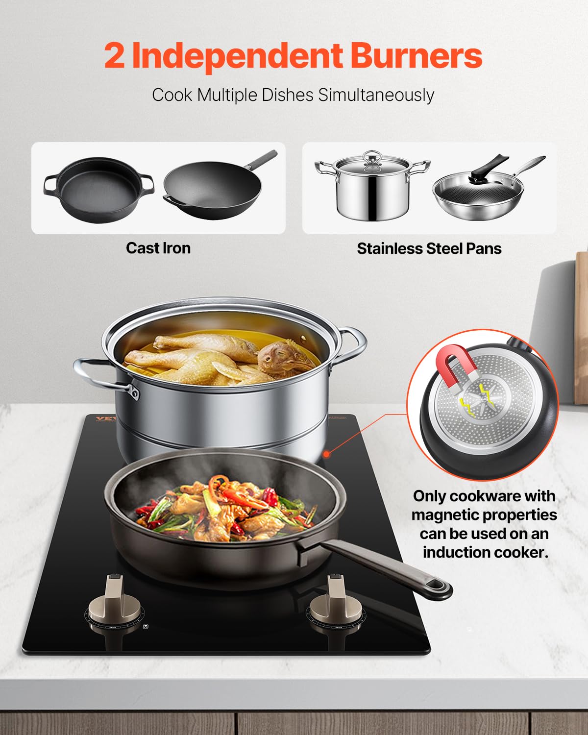 VEVOR Built-in Induction Electric Stove Top 30 Inch,5 Burners Electric Cooktop,9 Power Levels & Sensor Touch Control,Easy to Clean Ceramic Glass Surface,Child Safety Lock,240V