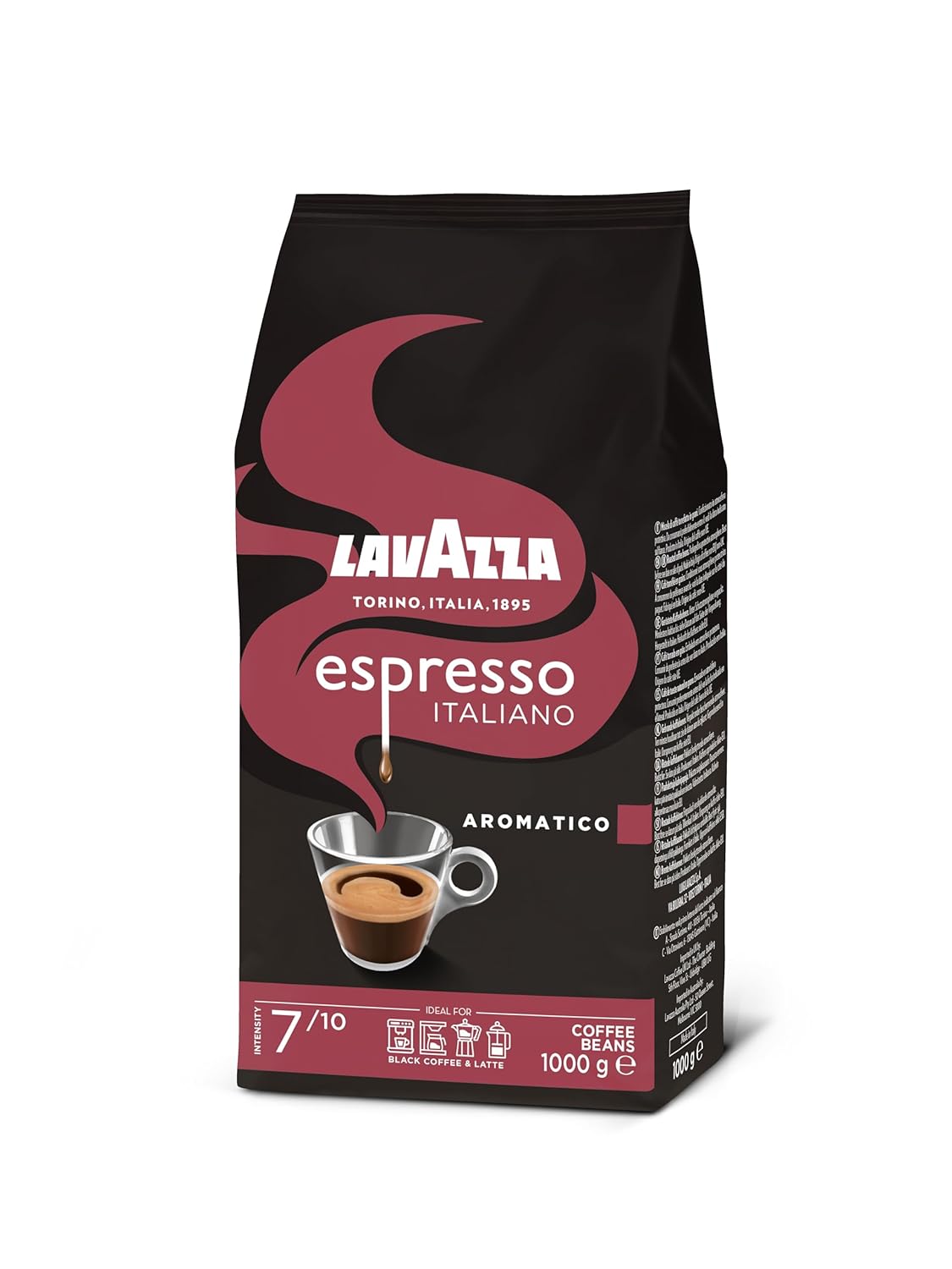 Lavazza, Espresso Italiano Cremoso, Arabica und Robusta Kaffeebohnen, mit Aromanoten von Gewürzen und Kakao, Intensität 8/10, Mittlere Röstung, 1 Packung mit 1 Kg