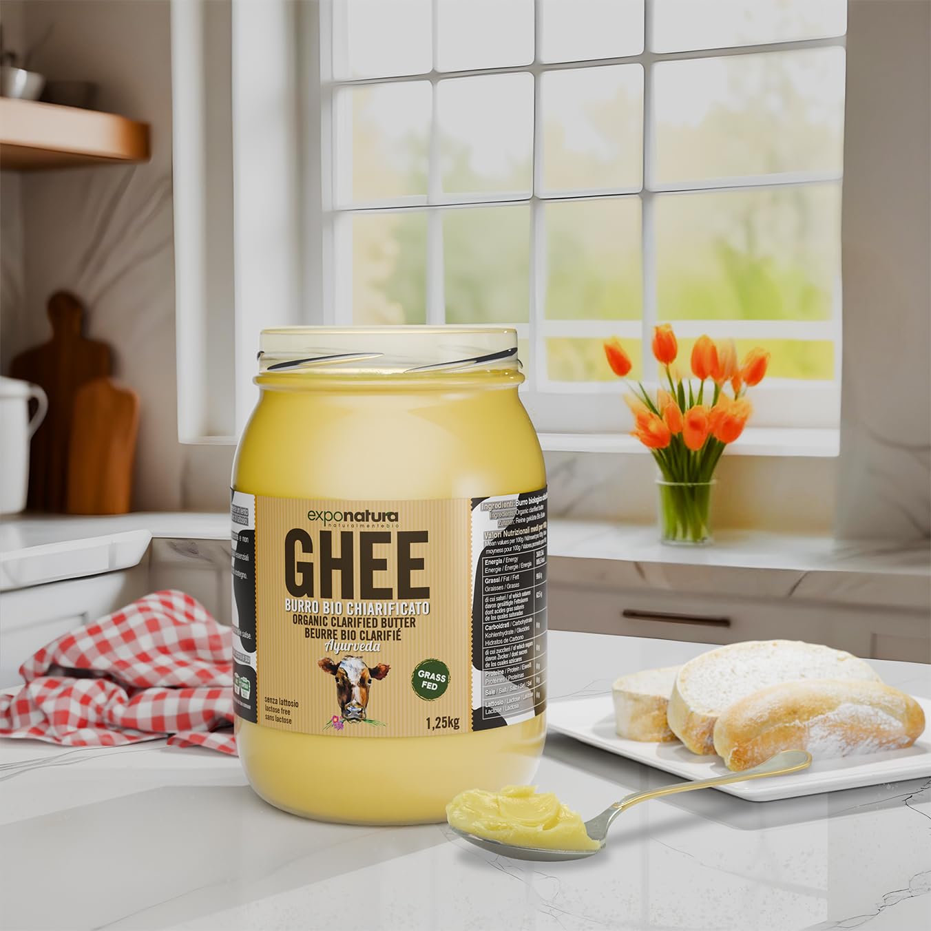 Exponatura Bio-Ghee - Geklärte Butter nach alter ayurvedischer Rezeptur - nur aus der Milch von Weidekühen - laktosefrei, extrem bekömmlich (500 g, Ghee)