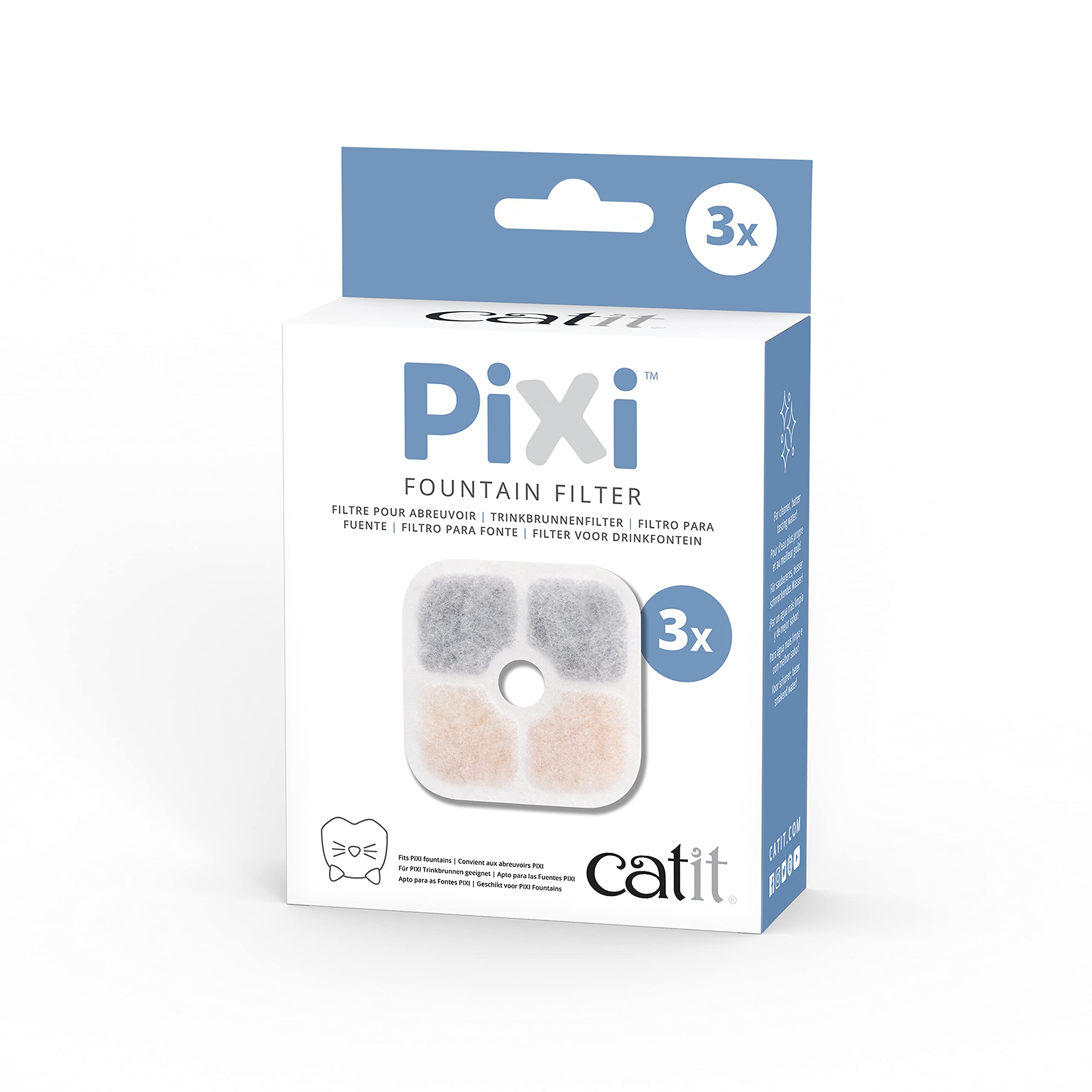 Catit 43722 Pixi Ersatzfilter, Trinkbrunnenfilter für die Catit Pixi Trinbrunnen, 6er Pack, Weiß