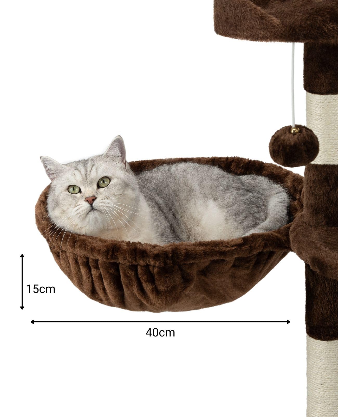 lionto Liegemulde aus weichem Plüsch für Kratzbaum, Ø 40 cm, 25 cm Tiefe, kuschelige Schlafmulde für jeden Katzenbaum mit M8-Gewinde, Stabiler Metallrahmen für kleine und große Katzen, dunkelgrau