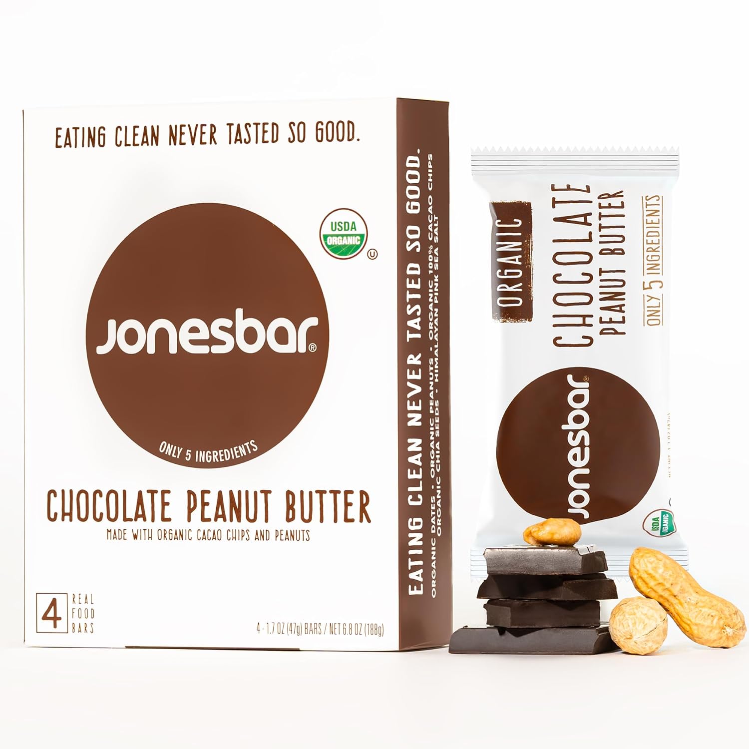 JONESBAR Organic Plant-Based Protein Bars | Peanut Butter and Jelly | Fruit & Nut Bar, Kosher, Gluten-Free, Breakfast Bars, School Snacks, Vegan Snack & Healthy Snacks for Adults and Kids (Pack of 12)