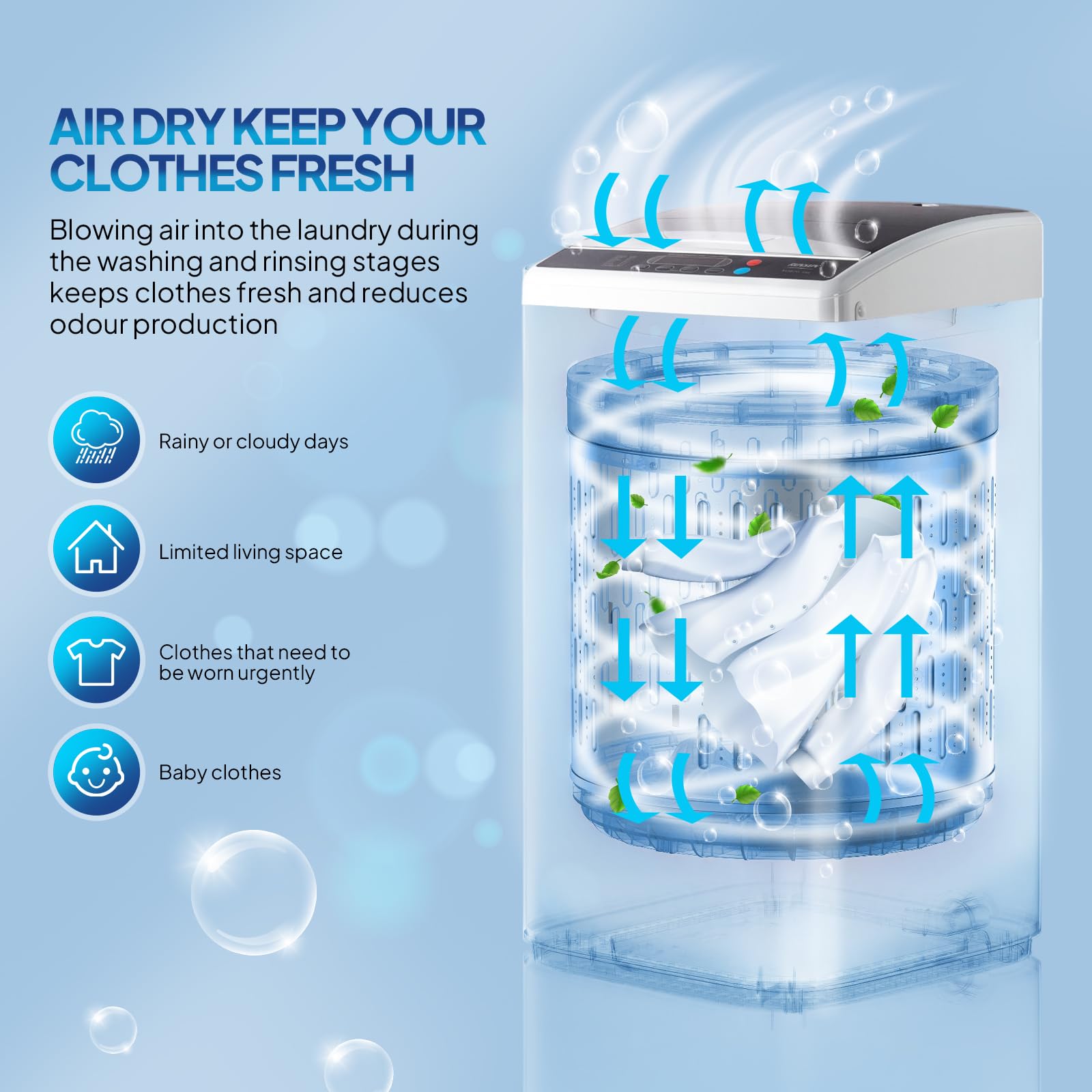 ROVSUN 17.8LBS Portable Washing Machine, Full-Automatic Electric Laundry Machine with Stainless Steel Drum, Compact Washer and Spin Dryer Combo with Drain Pump for Apartment, Dorm, Home