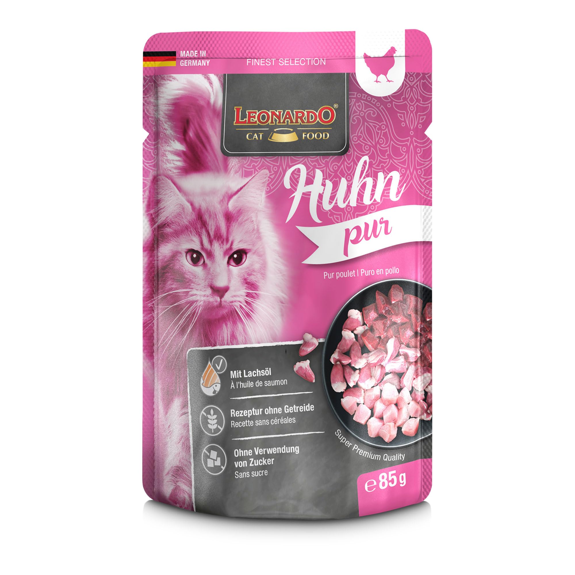 LEONARDO Frischebeutel [16x85g Kaninchen + Cranberries] | Getreidefreies Nassfutter für Katzen | Feuchtfutter Alleinfutter im Einzelportionsbeutel