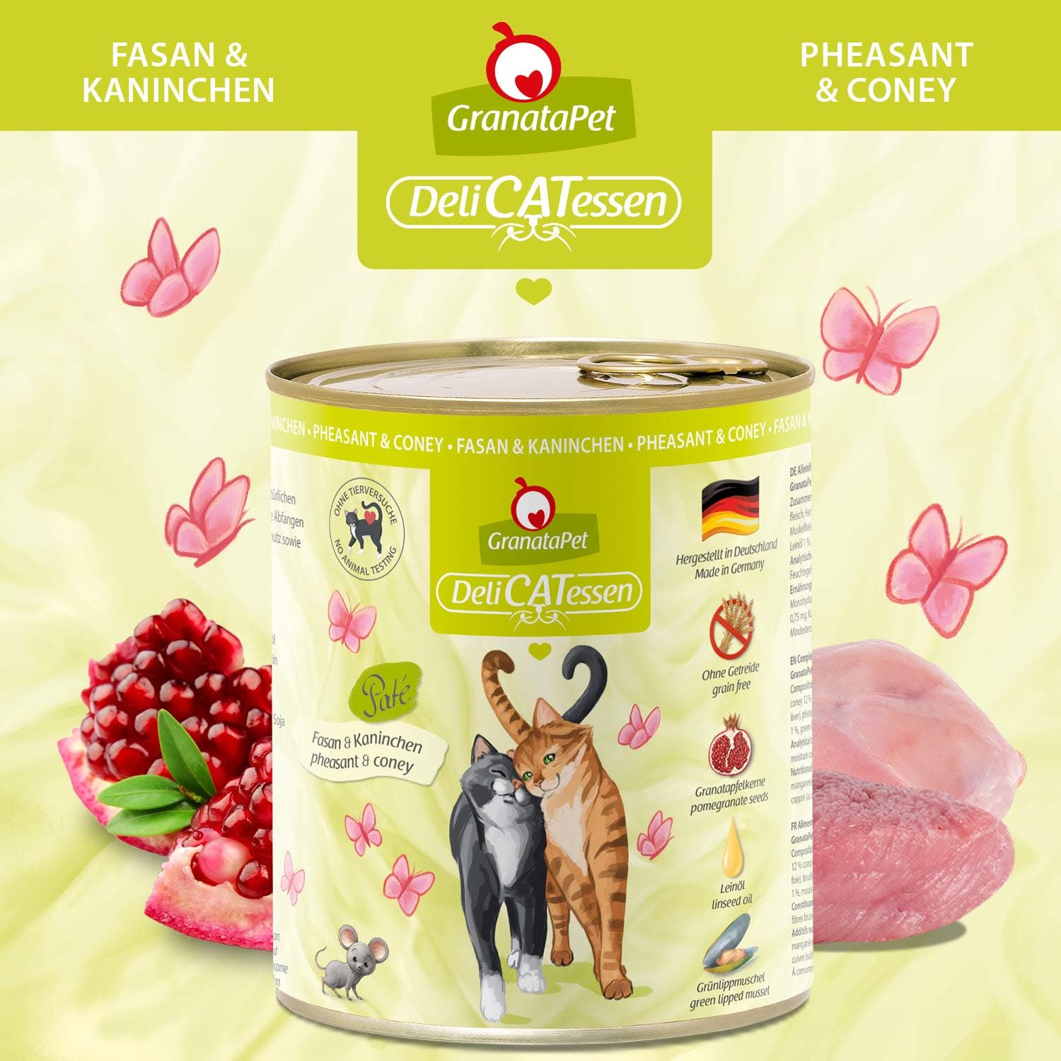 GranataPet DeliCatessen Huhn PUR, Nassfutter für Katzen, Futter ohne Getreide & ohne Zuckerzusätze, Katzenfutter mit hohem Fleischanteil & hochwertigen Ölen, 6 x 400 g