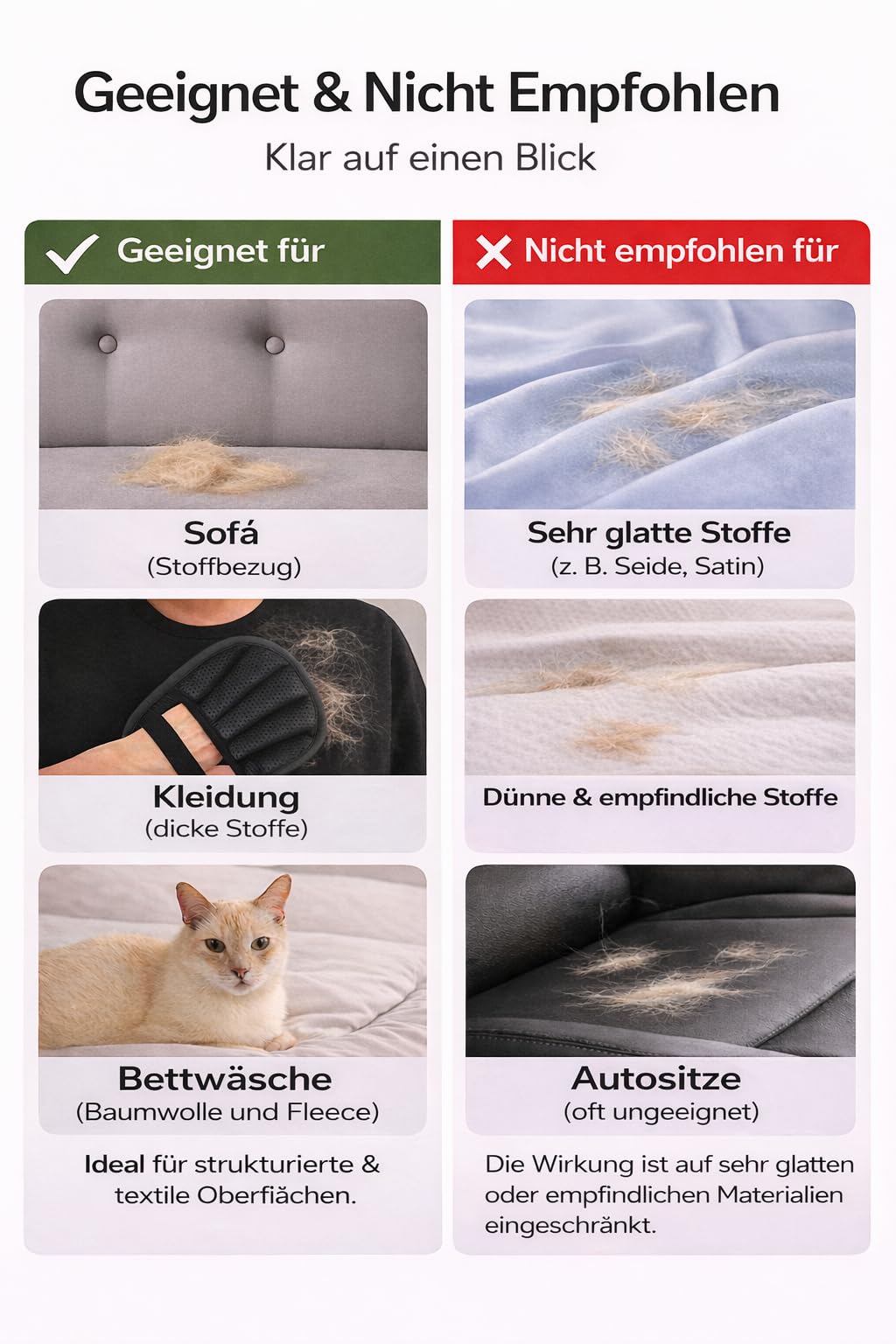 Tierhaarentferner Handschuh 2er Set – Verdicktes Design mit starker elektrostatischer Saugkraft, Fell Magnet handschuh，haarentfernungshandschuh, tierhaarentfernungshandschuh