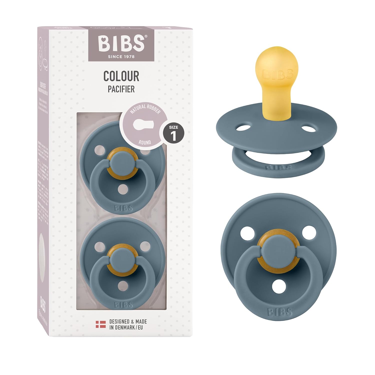 BIBS Colour Schnuller 2er-Pack, BPA-frei, Kirschform Nippel. Naturkautschuk/Latex, Hergestellt in Dänemark. Größe 1 | 0+ Monate | 2-Pack, Ivory/Sage